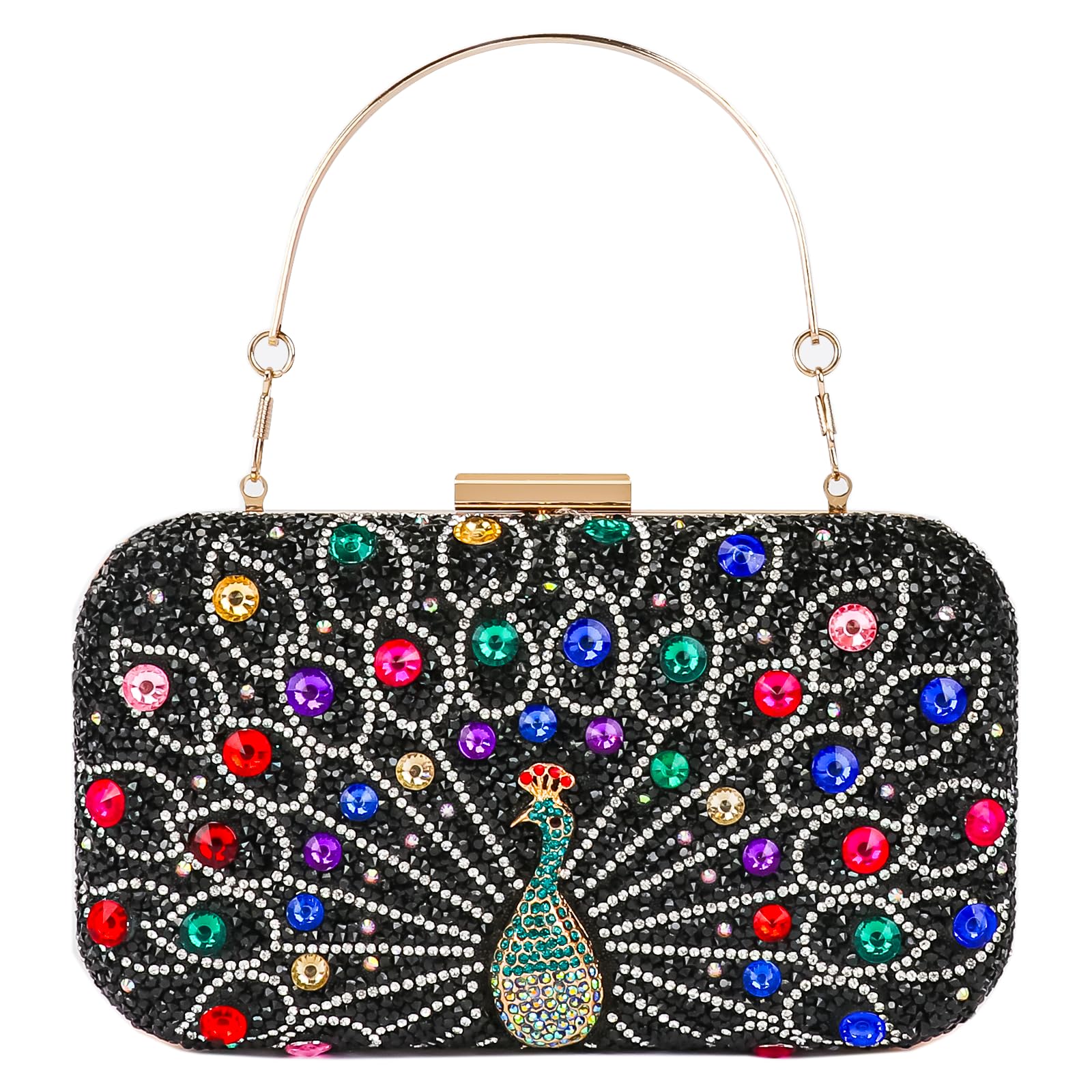 Womens Vintage Beaded Rhinestone Peacock Clutch Purse Handmade Crossbody Bag Evening Handbag For Wedding Party Prom