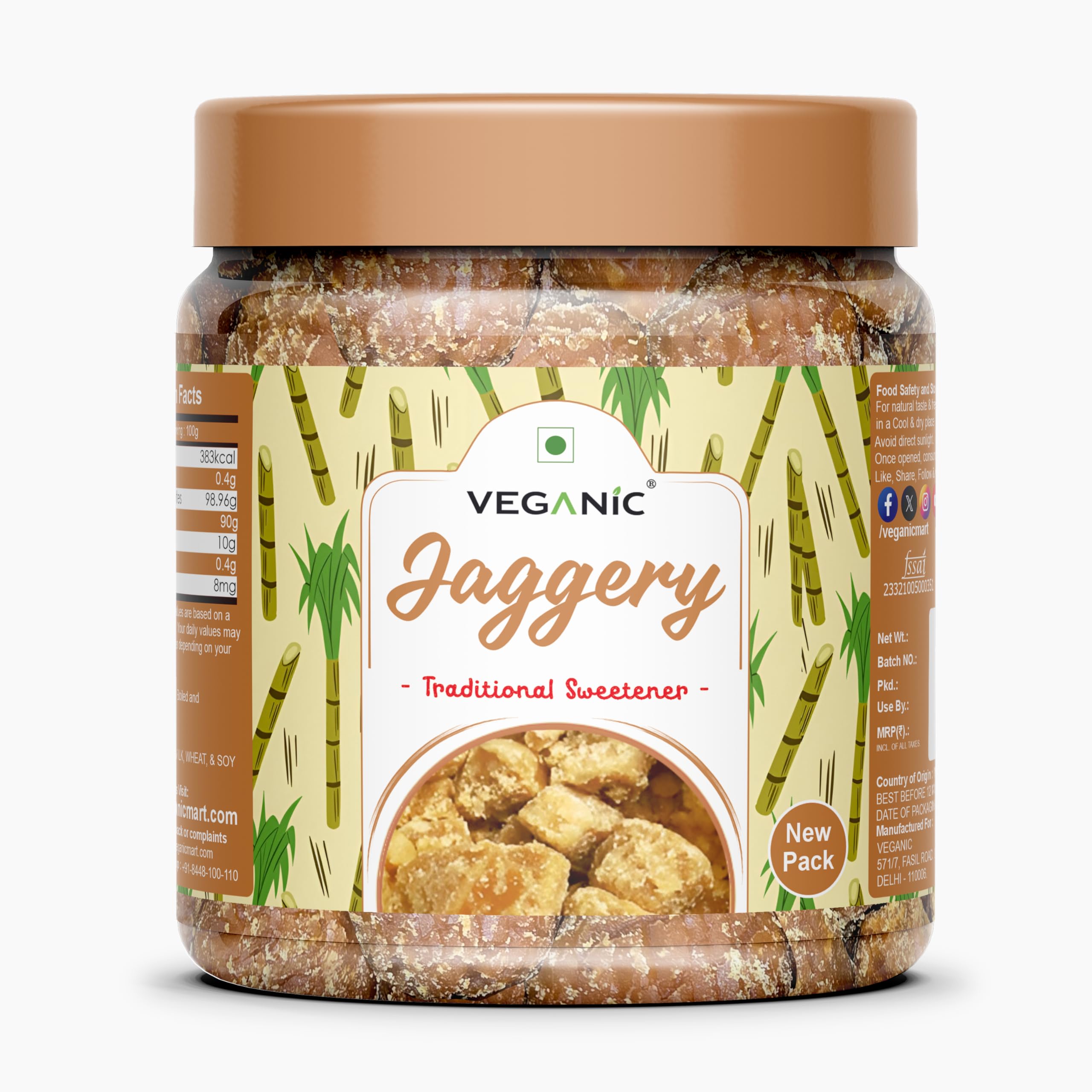 Veganic Jaggery Gur Balls | Fresh Gud Cubes | Bheli, Bellam, Vellam Sarkkara | Whole, Pure, Natural Gudh, No Chemicals Added (900 GMs)