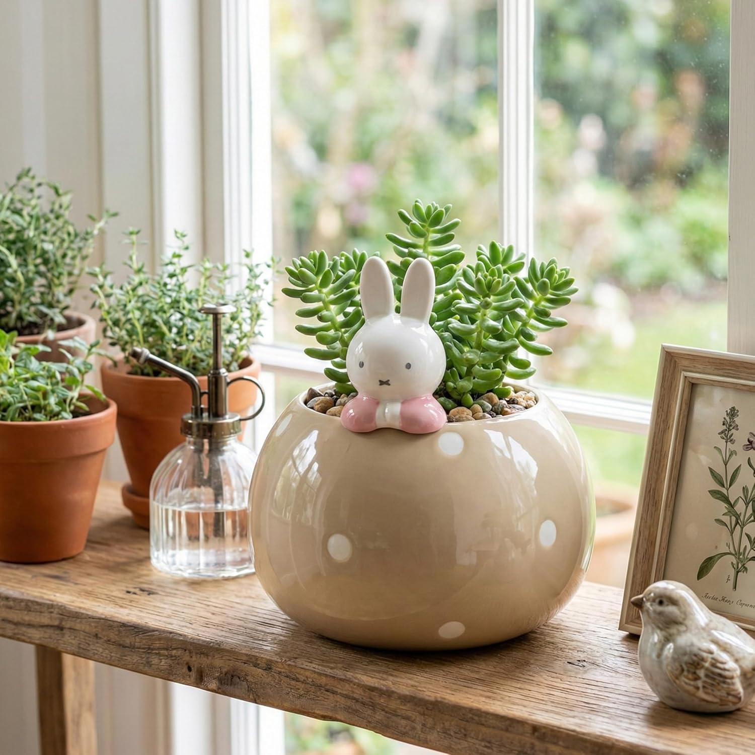 Miffy Peek-A-Bloom Planter, Beige, 6.625" L x 6.625" W x 7.125" H Created by Blue Sky Clayworks