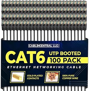 Cable Central LLC (Black) Cat6 Ethernet Cable 0.5 Ft (100 Pack) Cat6 Patch Cable, Cat6 Cable, Cat6 Network Cable, Internet Cable - 0.5 Feet