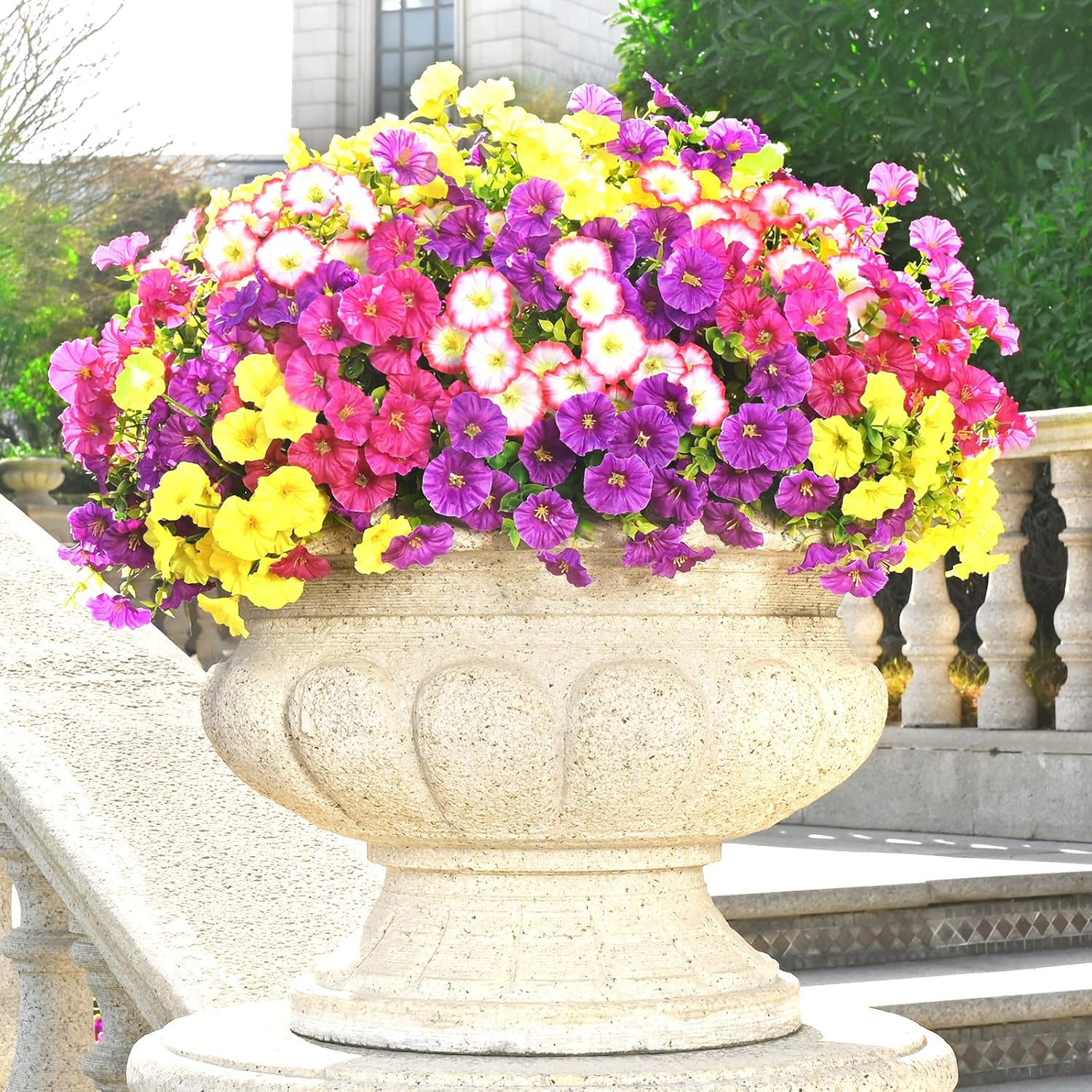 Artificial Flowers for Outdoors, 14 Bundles Fake Outdoor Flowers, UV Resistant Artificial Outdoor Plants & Flowers for Decoration, Colorful Morning Glory for Garden Porch Yard Patio, Mixed Color B - Image 8