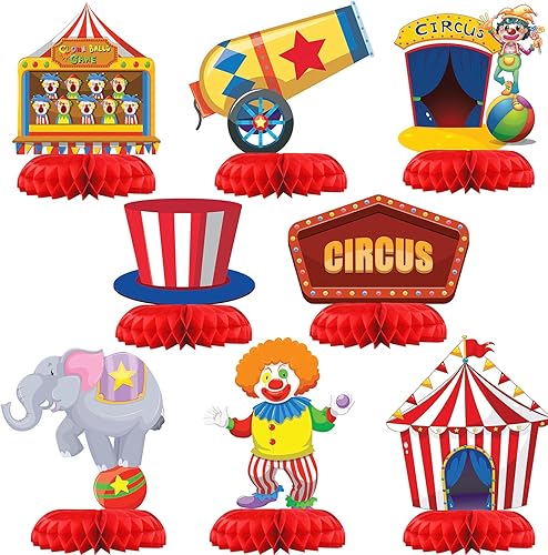Decoraciones de Fiesta de Carnaval y Circo - Centros de Mesa en Forma de Panal para Decoración de Cumpleaños de Circo - Decoración de Mesa de
