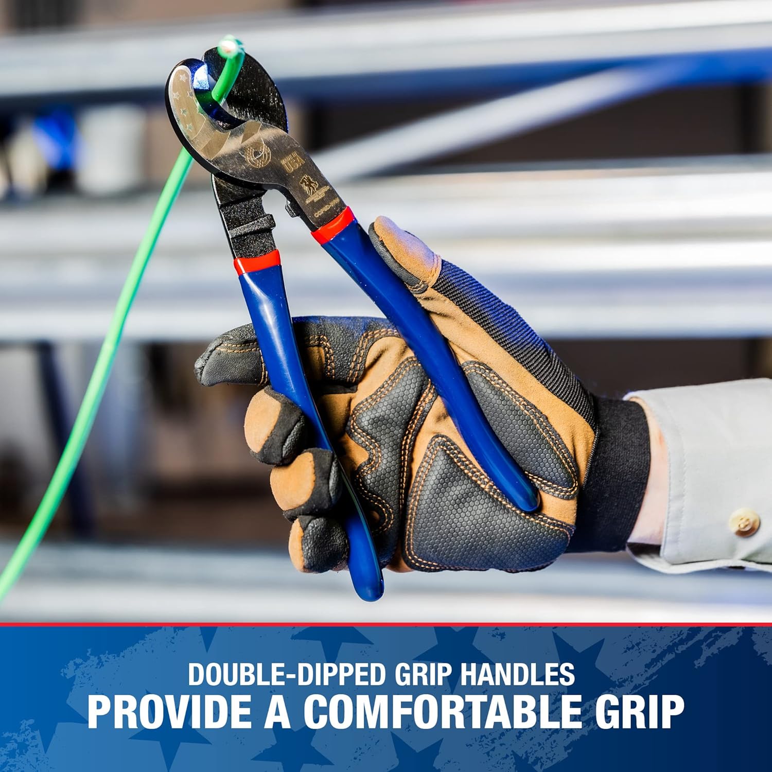 Southwire 9" Cable Cutter Wounded Warrior - Built from American Forged Steel for Tough Jobs - Induction-Hardened Blades - Dipped Comfort Handles - Precision Cable Cutting Tool