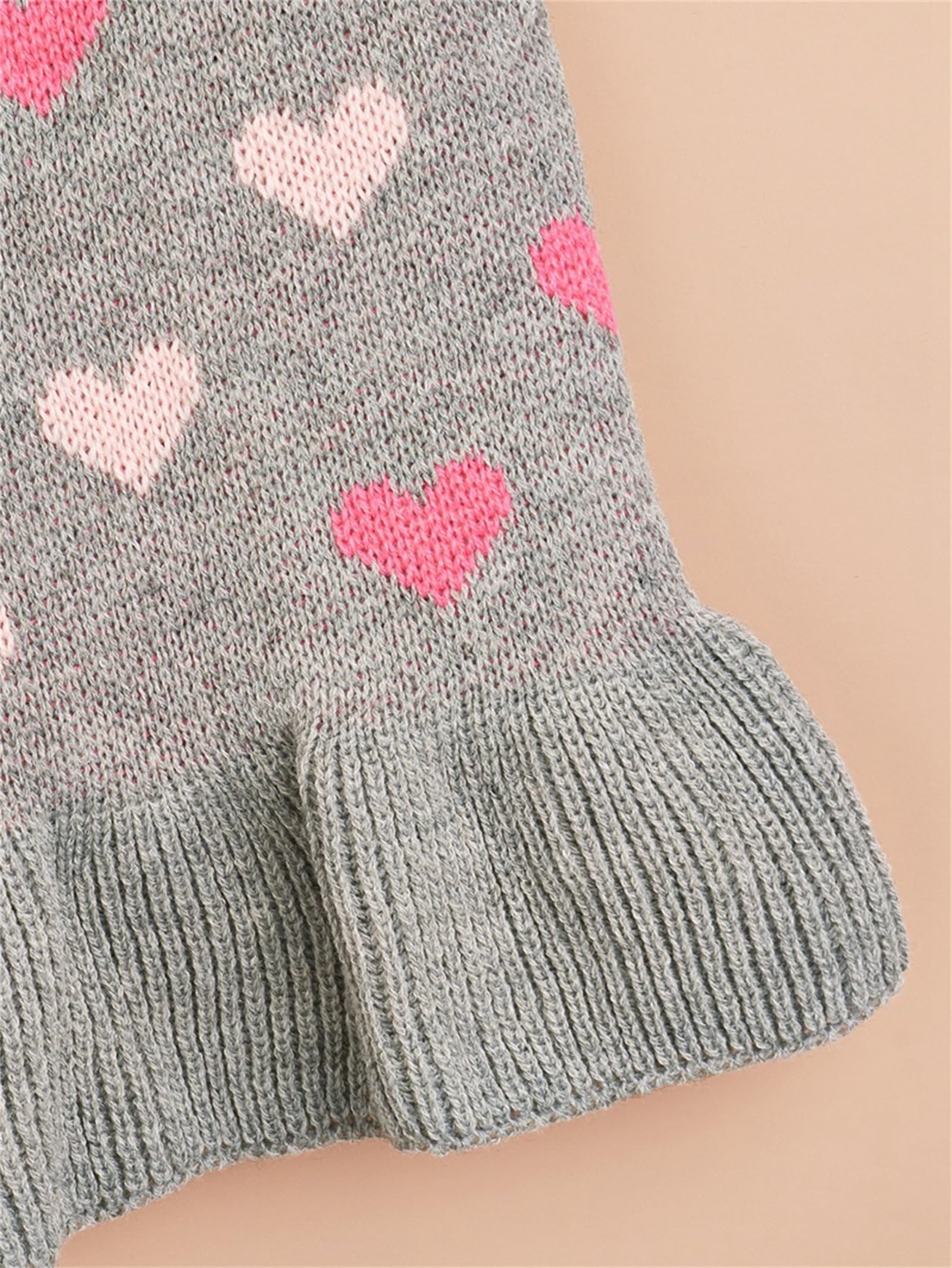 Yaopelky Small Dog Jumper Dress with Heart Pattern Valentine’s Day Puppy Sweaters Knitted Turtleneck Pet Outfits Warm Dog Clothes for Small Dogs Cats (Gray - Image 4