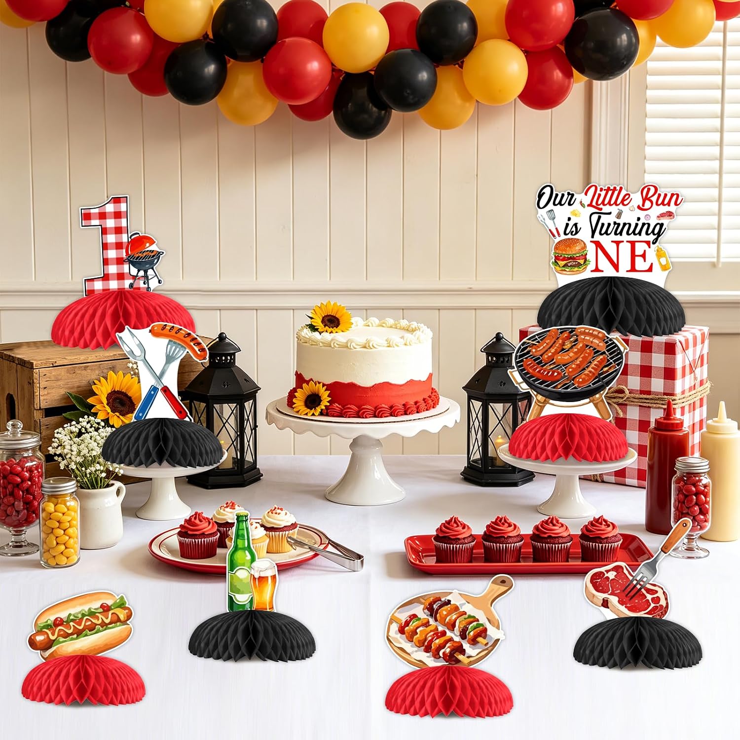 BBQ 1st Birthday Honeycomb Centerpieces, 8PCS image 5