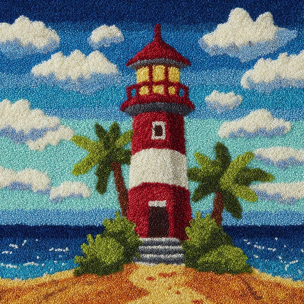 Henypt Latch Hook Pillow Case Kits, Lighthouse