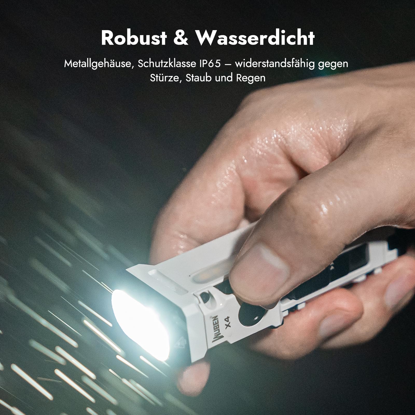 WUBEN X4 Mini LED Taschenlampe mit RGB Licht, Klein Taschenlampe Aufladbar 1500 Lumens, EDC Taktische Taschenlampe IP65 Flashlight Torch für Camping, Mitgebsel, Notfäll