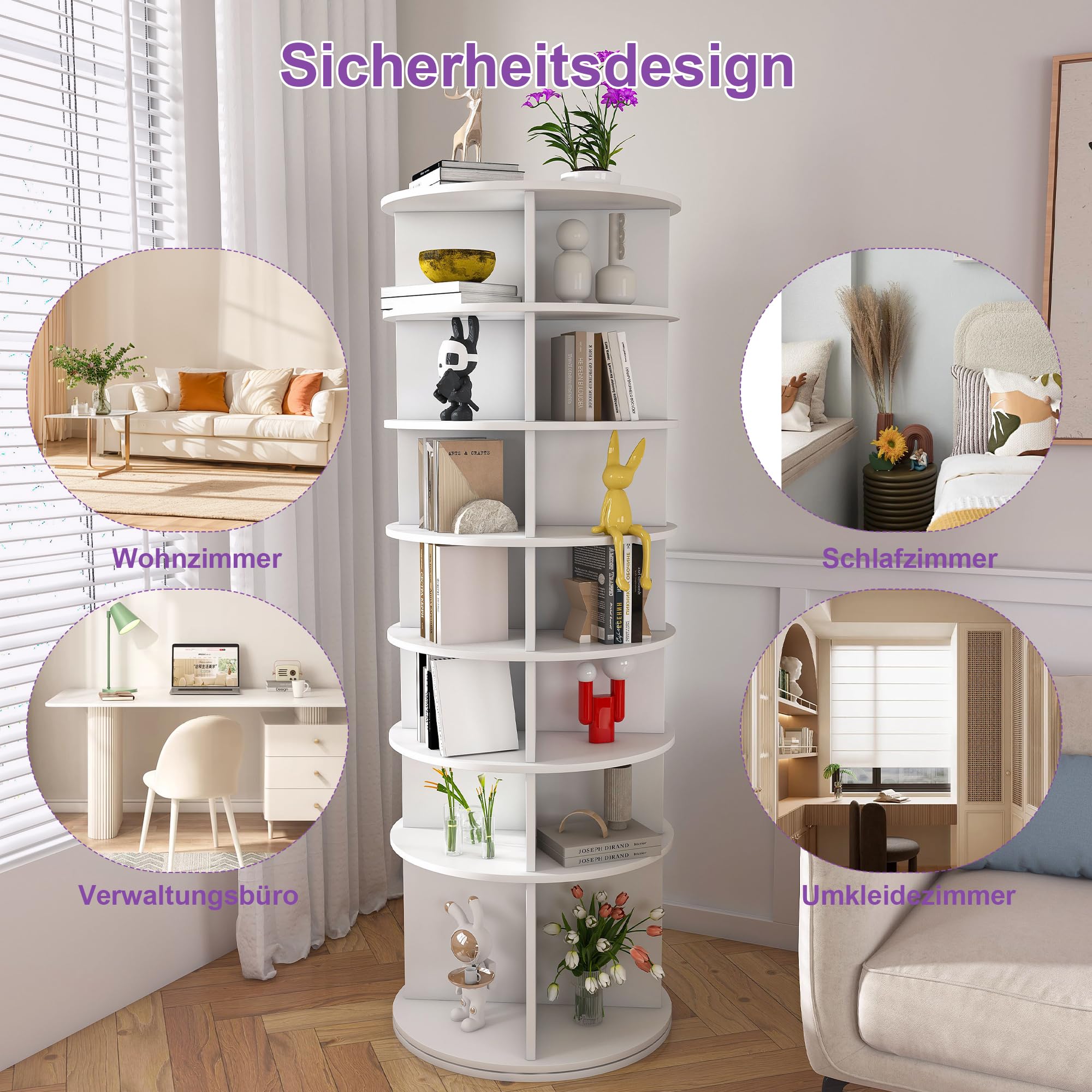 Étagère à Chaussures Rotative 7 Niveaux Armoire À Chaussures Tournante 360°, Rangement Chaussure pour 28 Paires de Shoes, save space, Meuble À Chaussures Entrée Chambre Ou Dressing (7 Niveaux - Blanc)