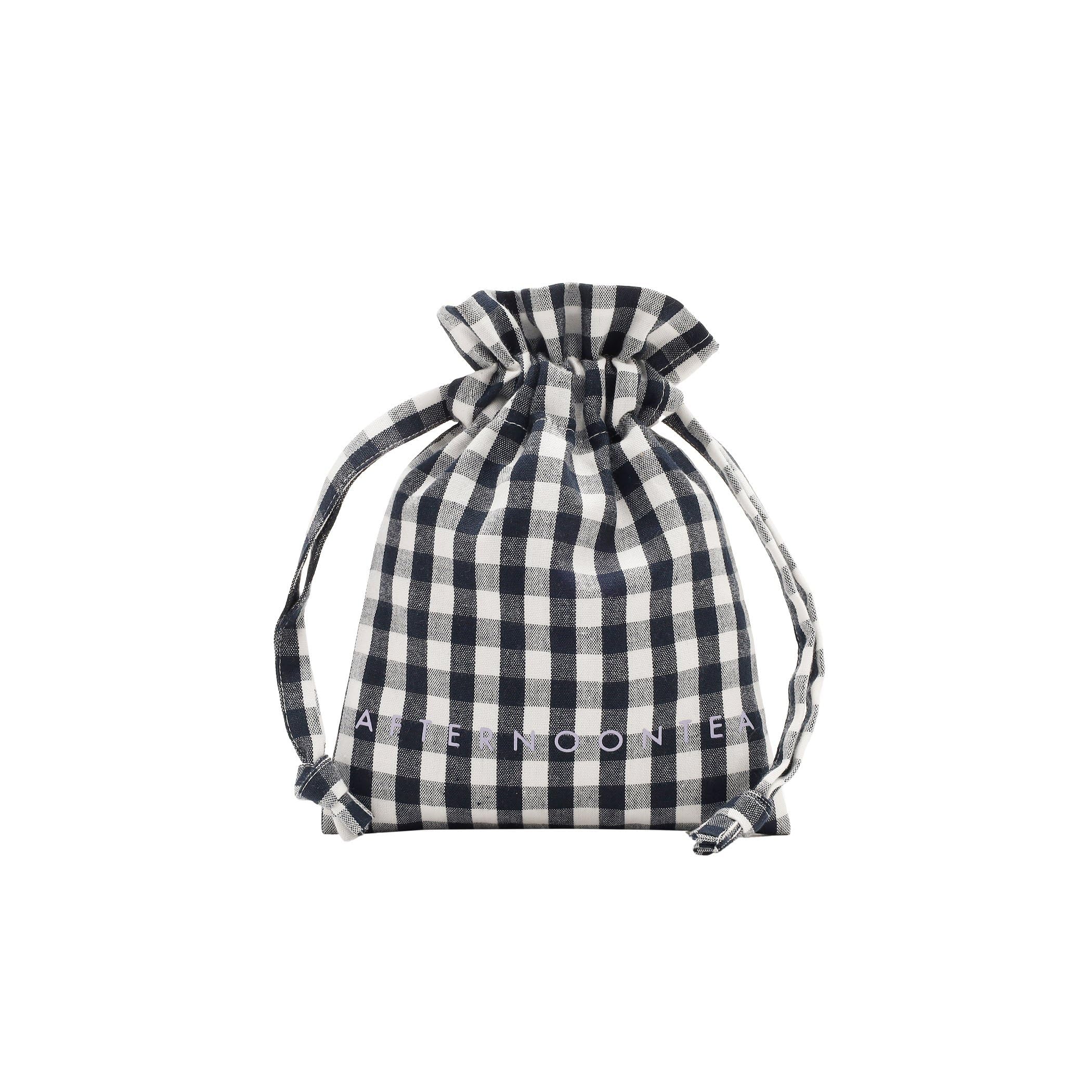Gingham Check Drawstring Pouch, Black