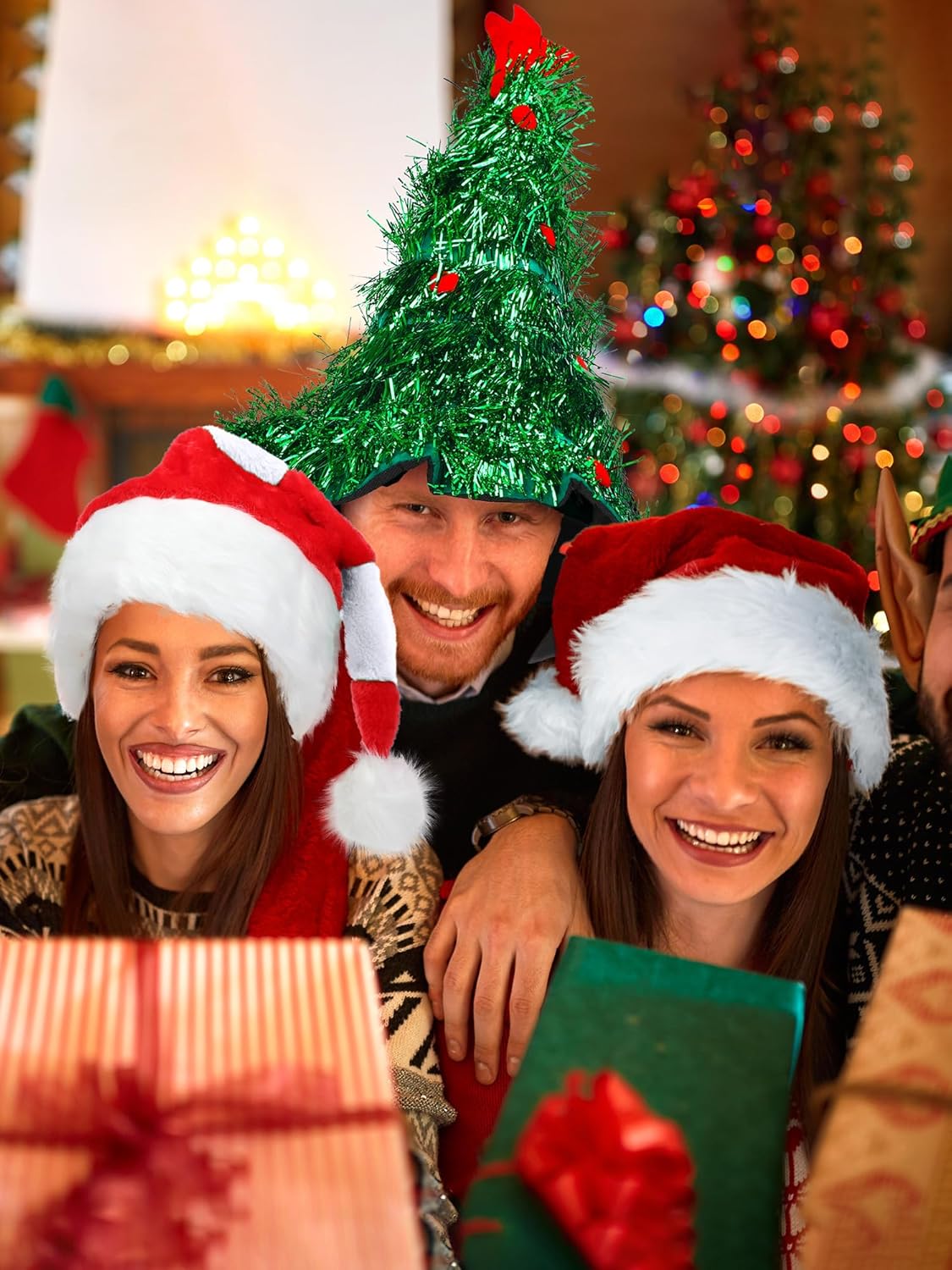 Laumoi 9 Pcs Christmas Hats Santa Xmas Hats Funny Christmas Tree Elf Pants Hat Crazy Hat for Adults Xmas Party Costume