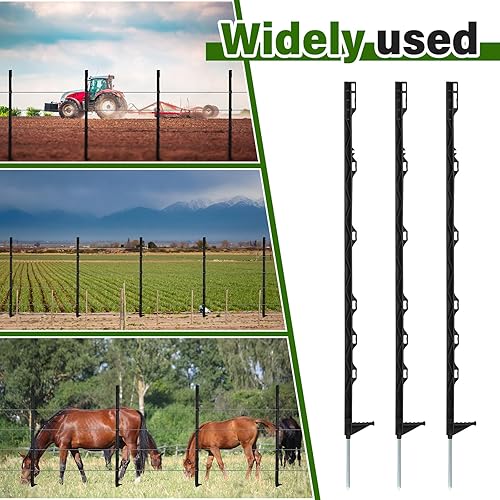 Miniatura 4 de Sintuff Paquete de 50 postes eléctricos para cerca, postes de plástico de 40 pulgadas, postes de valla resistentes para patio de jardín, valla de