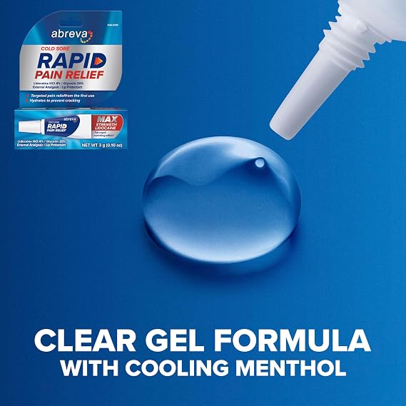Bundle of Abreva Cold Sore Treatment Rapid Pain Relief Cream - 1 Tube, 3 Grams + Abreva 10 Percent Docosanol Cold Sore Treatment, Treats Your Fever Blister in 2.5 Days - 0.07 oz Pump