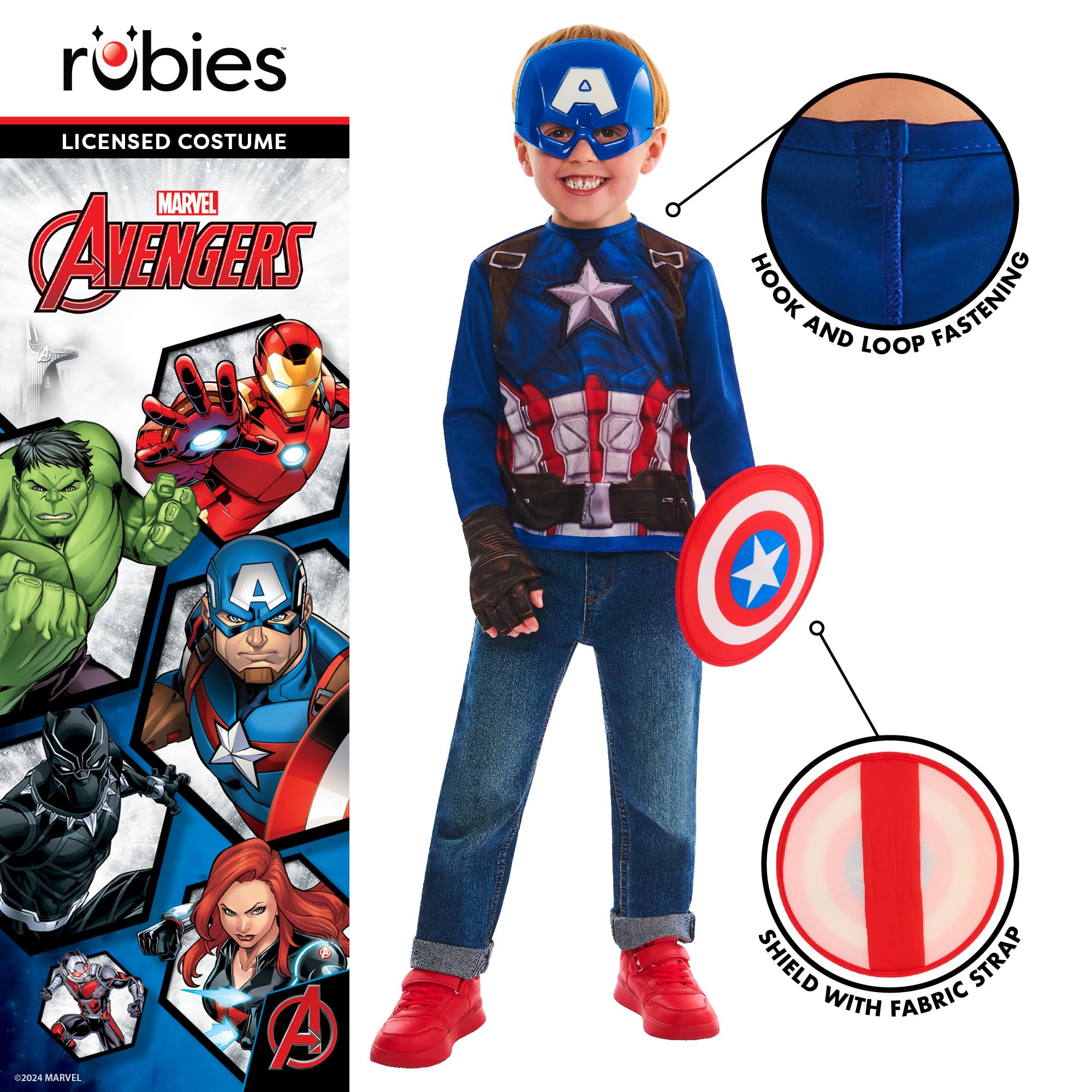 Rubies Official Marvel Captain America Dress Up Set Child Costume, Kids Fancy Dress, Size Ages 4-6 Years Halloween - Image 3