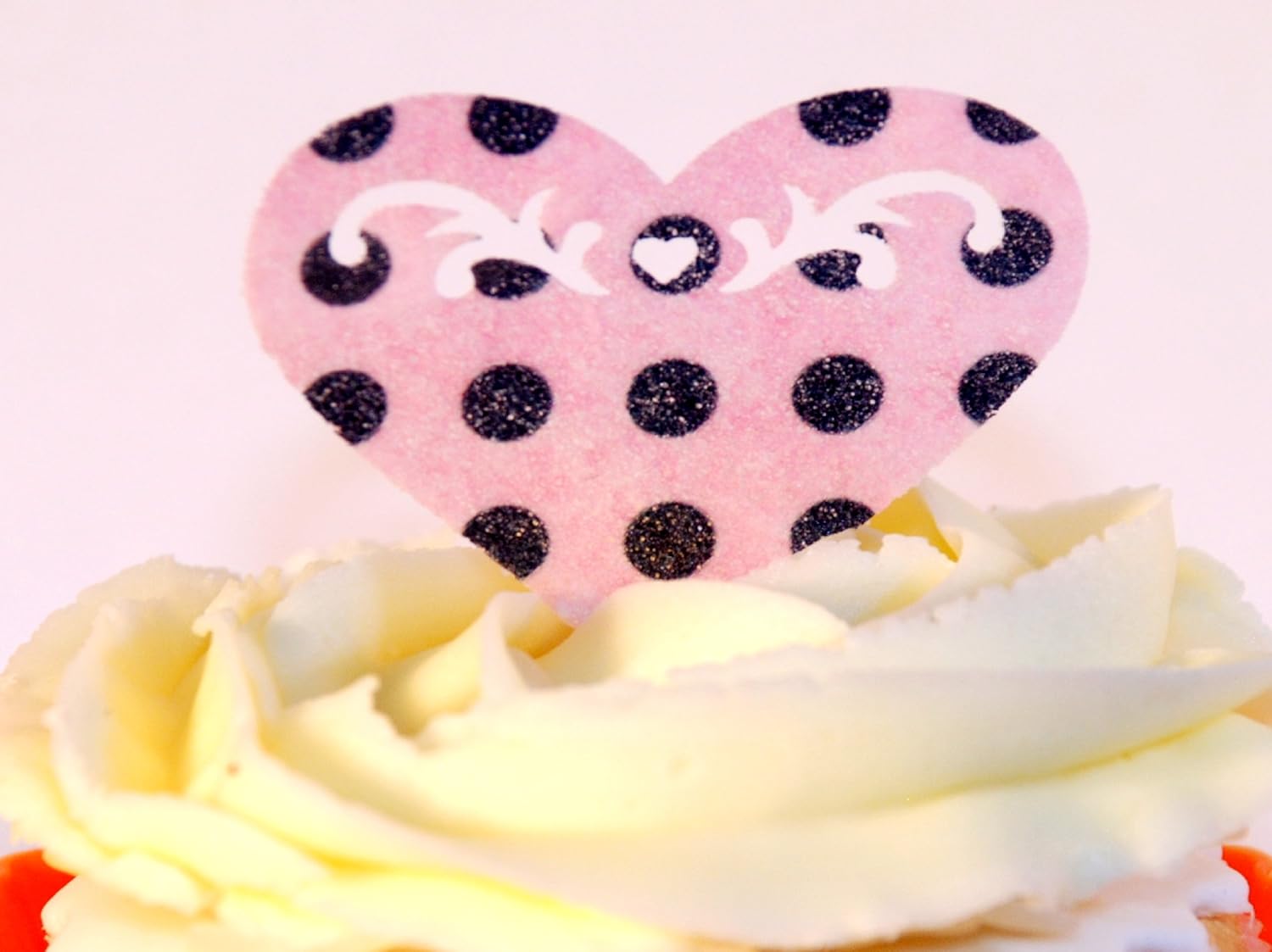 24 Pink Edible Polka Dot Heart Cupcake Cake Toppers Rice Paper Amazon.ca Home