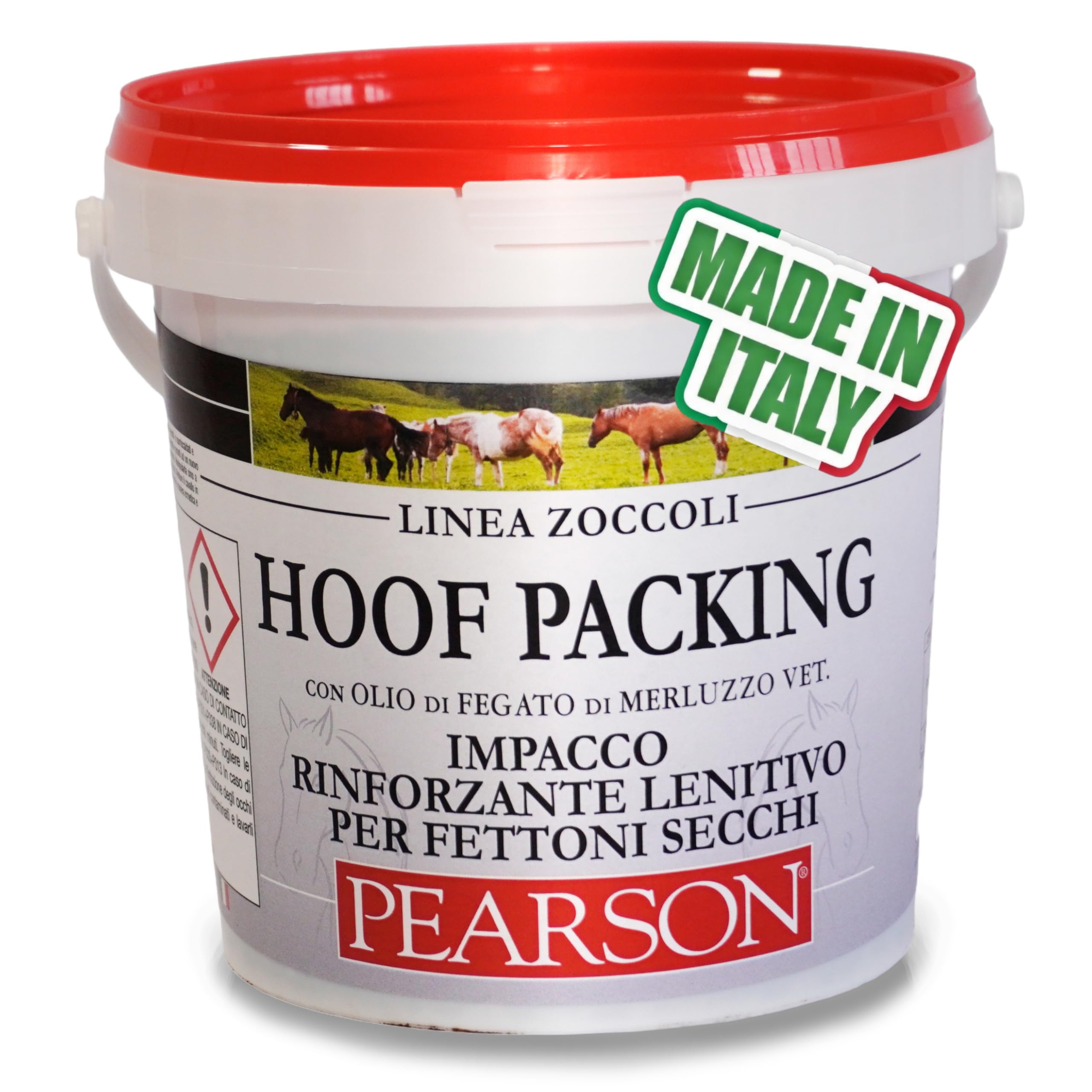 Grasso Zoccoli Cavallo HOOF Packing Nero Pearson 1 kg, Balsamo Cavallo Lenitivo Rinforzante per Fettoni Secchi e Affaticati, Terreni Duri e Ferratura, con Erba Medica e Catrame Vegetale Naturale.