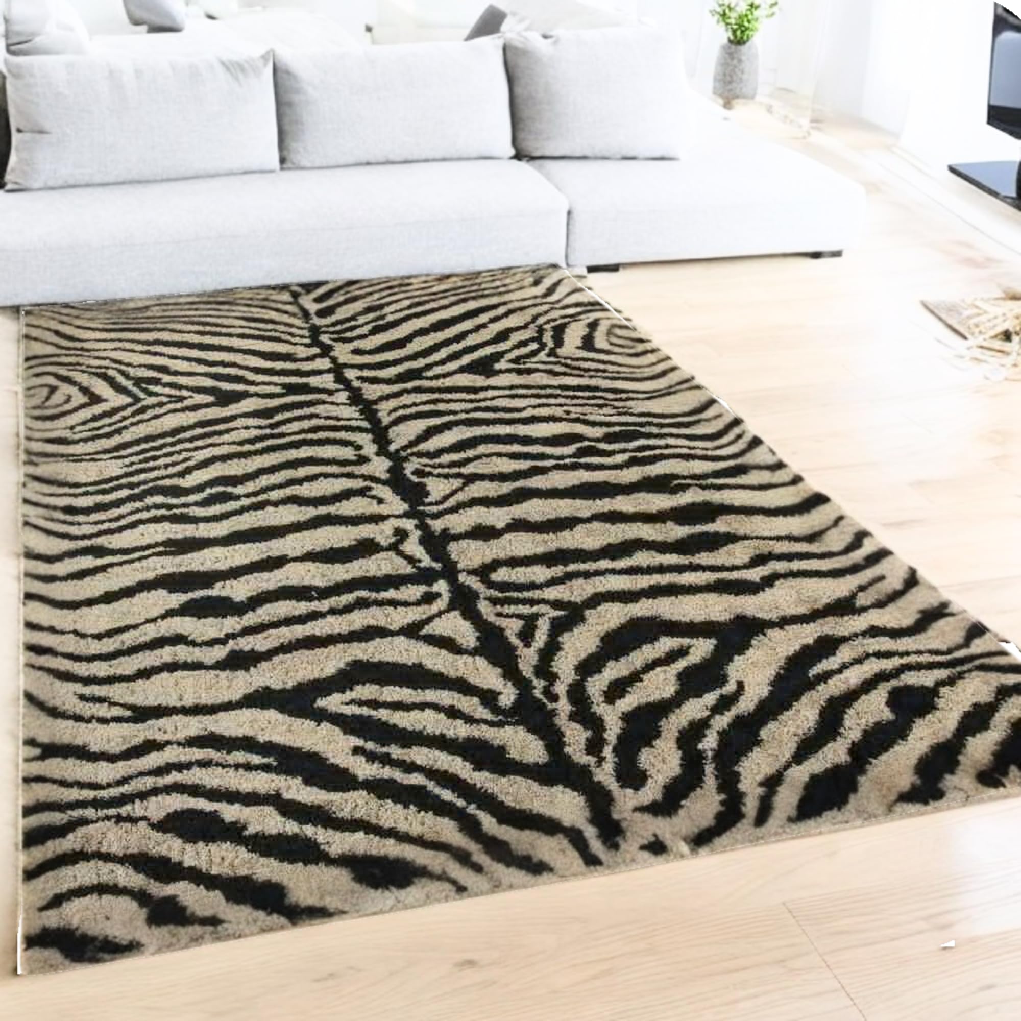 Tappeto da soggiorno Zebra - Tappeto grande per soggiorno o camera da letto | con motivo Zebra | Made in Spagna con polipropilene Frisse