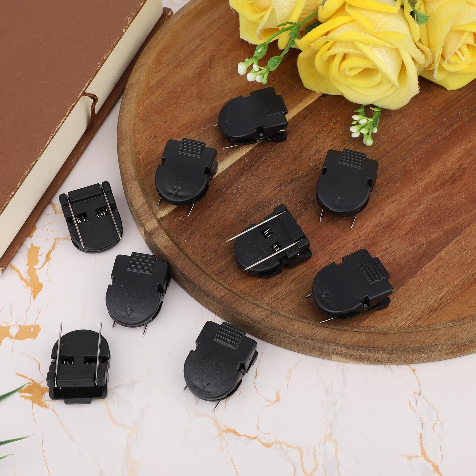 Tinoaly 40pcs Cubicle Clips, Plastic Cubicle Clips for Fabric Panel Wall Hooks Panel Push Pin Picture Hangers for Hanging Photos Frame Office Notes Memos Messages Documents (Black) - Image 3