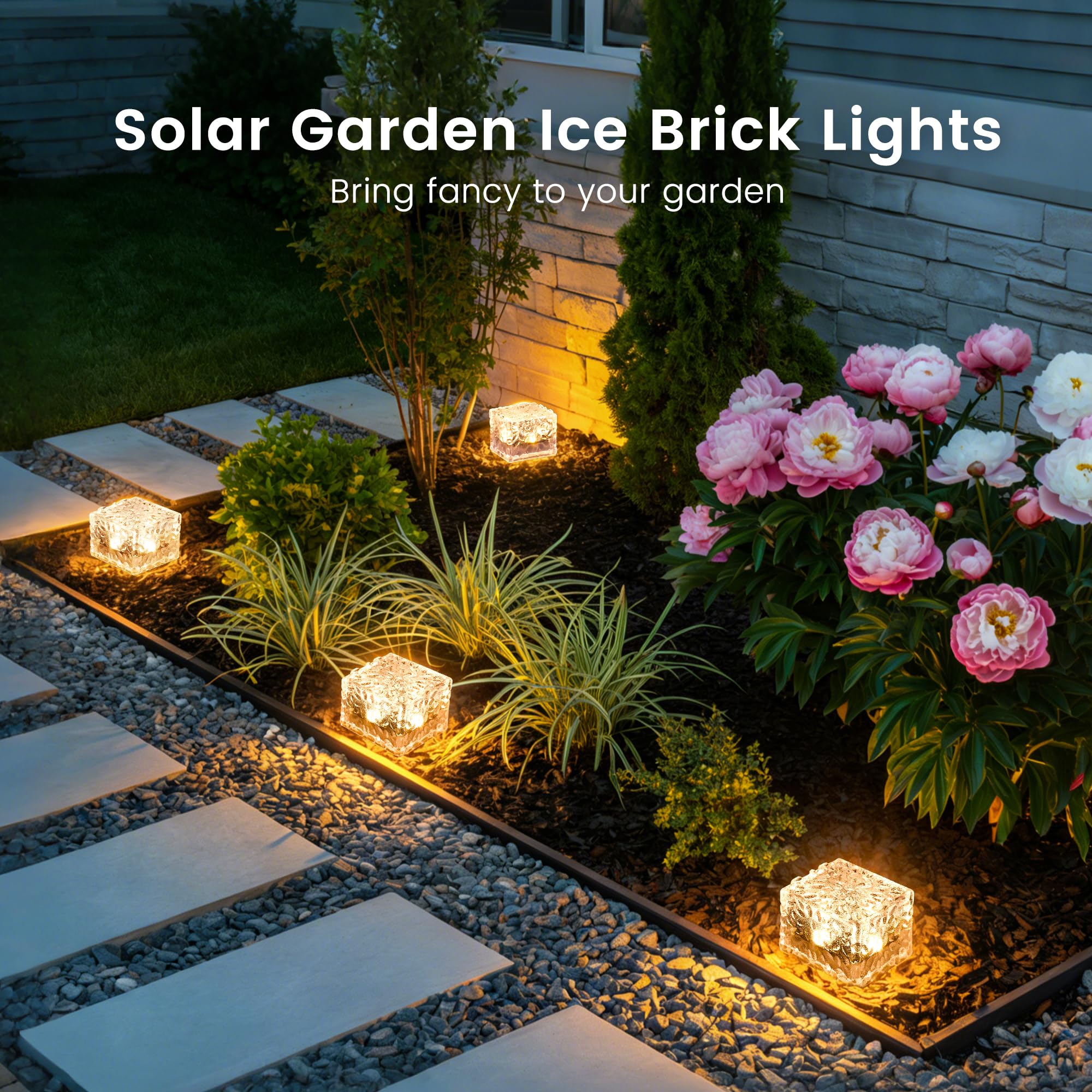 GIGALUMI Solarleuchten aus PVC, für den Außenbereich, Garten, 2 Beleuchtungsfarben, Solarleuchten, Gartendekoration, wasserdicht, für Wege, Rasen, Teich, Terrasse, Boden, Auffahrt, 12 Stück