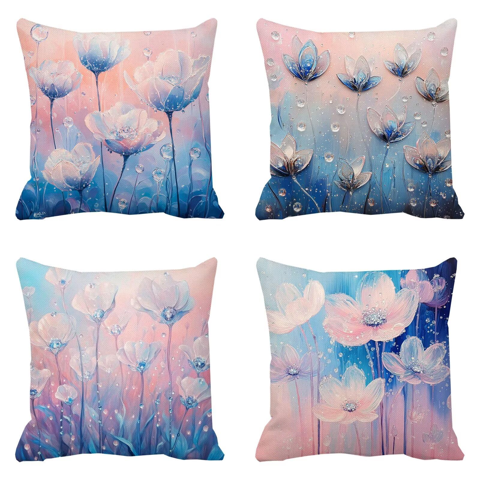 Coussin extérieur imperméable 50x50cm en lin haut de gamme lot de 4