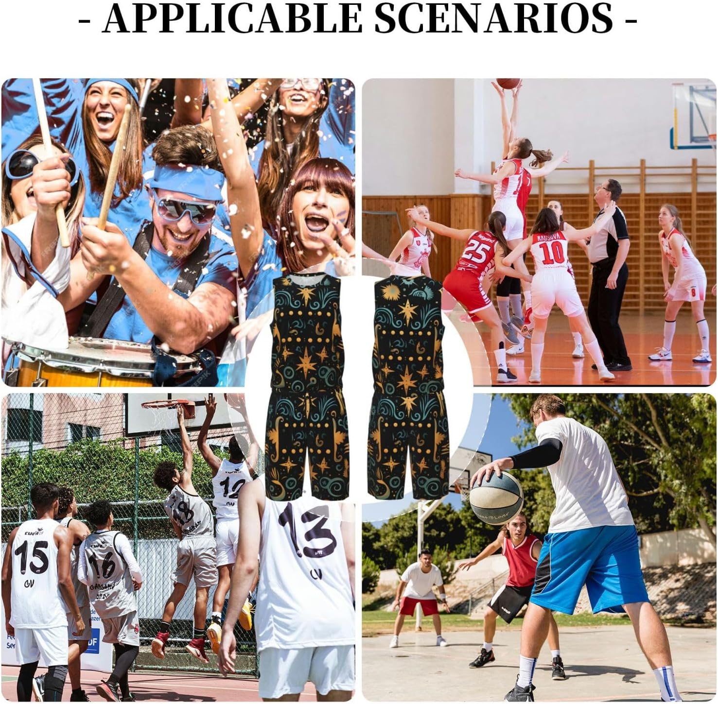 Mens Basketball Jerseys Primitive Uniform Suit Mesh Sports Jersey Outfits T-Shirt and Short Sets, Small, Black