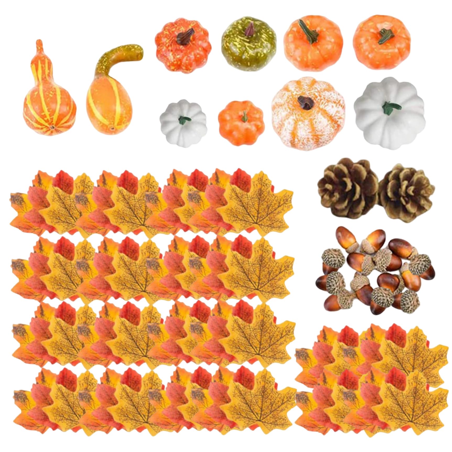CNAFGBGG Pumpkin Decorations 86PCS Autumn Decor Realistic Halloween Table Decorations Artificial Maple Leaves Pine Cones for Thanksgiving Halloween Party..