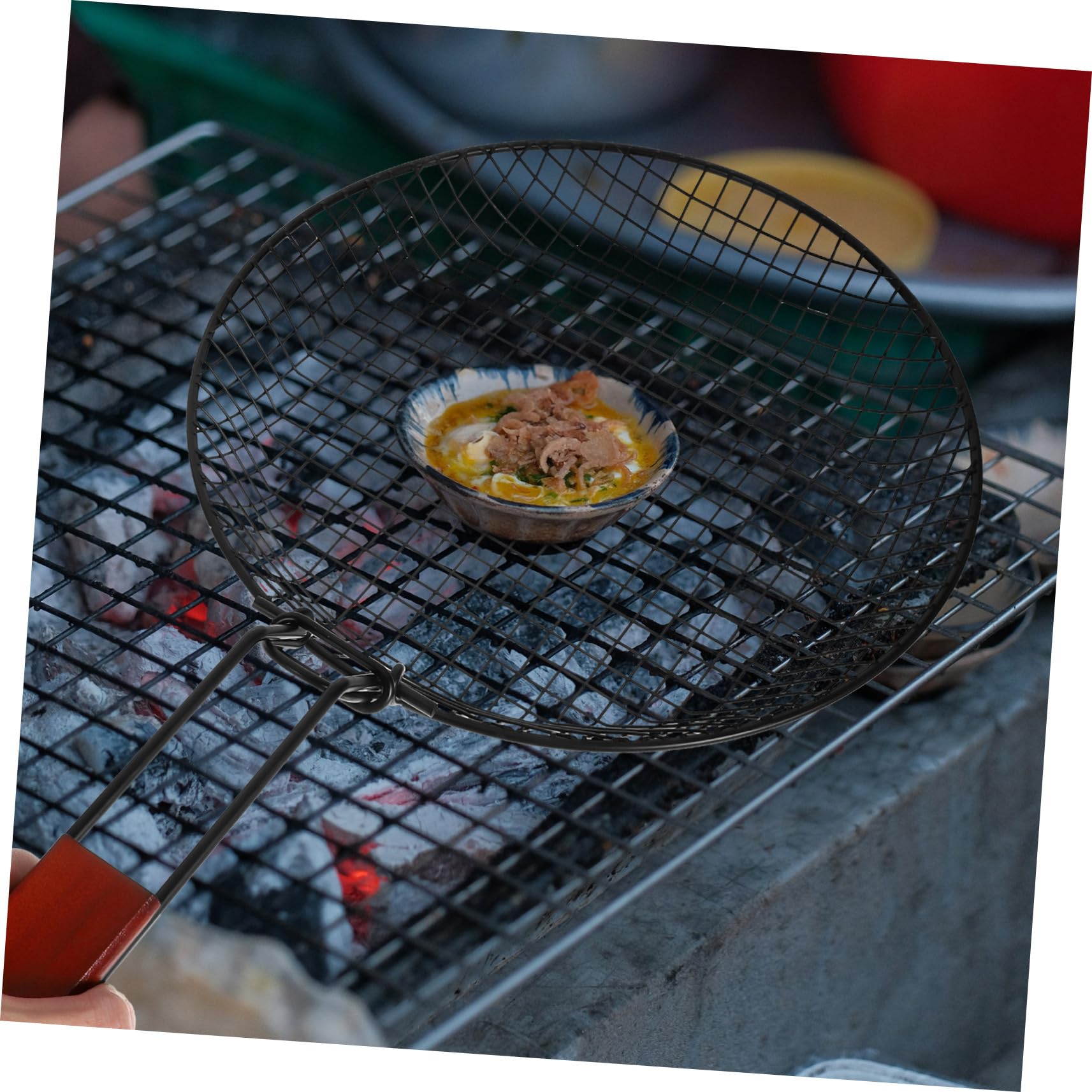 ABOOFAN Bbq Grill Baskets Vegetable Grilling Basket Carbon Steel Portable Folding Outdoor Bbq Accessory