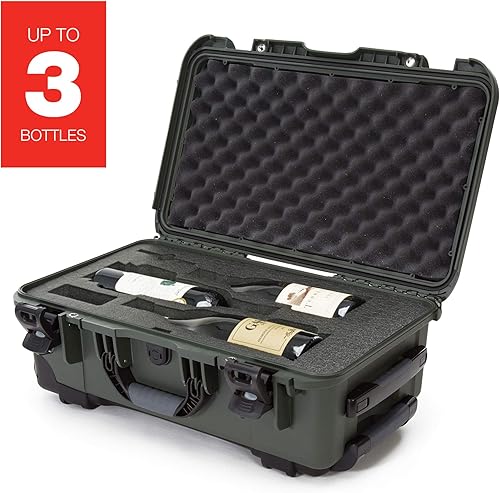 Miniatura 2 de Nanuk 935 Funda protectora de viaje para 3 botellas de vino con ruedas y mango extensible, aprobada por la TSA, color oliva (935-3BTLS6)
