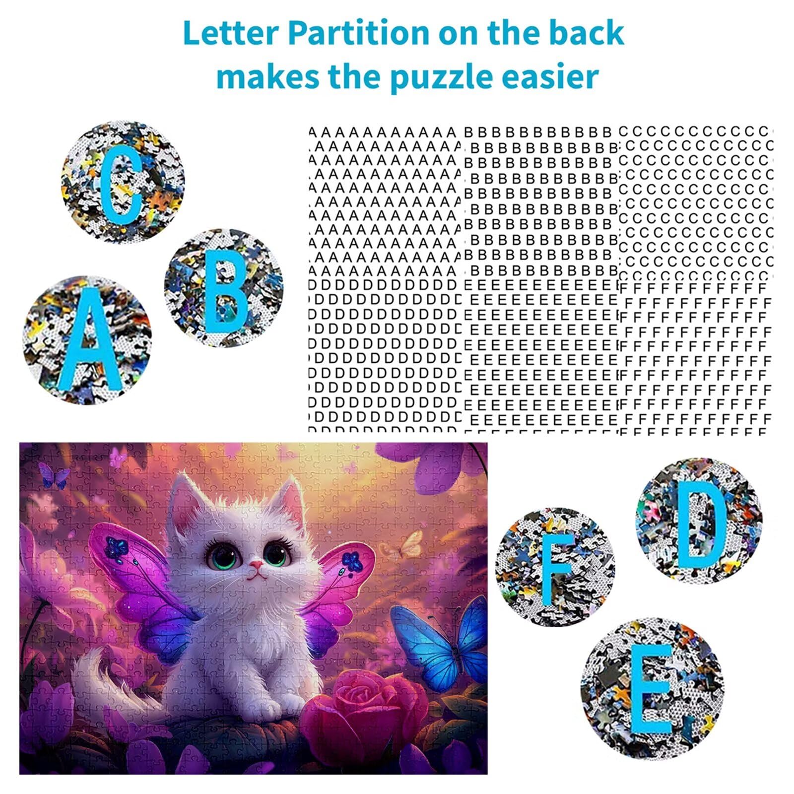 Puzzle 4000 elementów kot puzzle dorosły motyl 141 x 87 cm unikalne rzemiosło klasyczne 3D drewniana układanka do rodzinnych gier biznesowych, układanka zrób to sam do dekoracji ścian domu, prezenty C