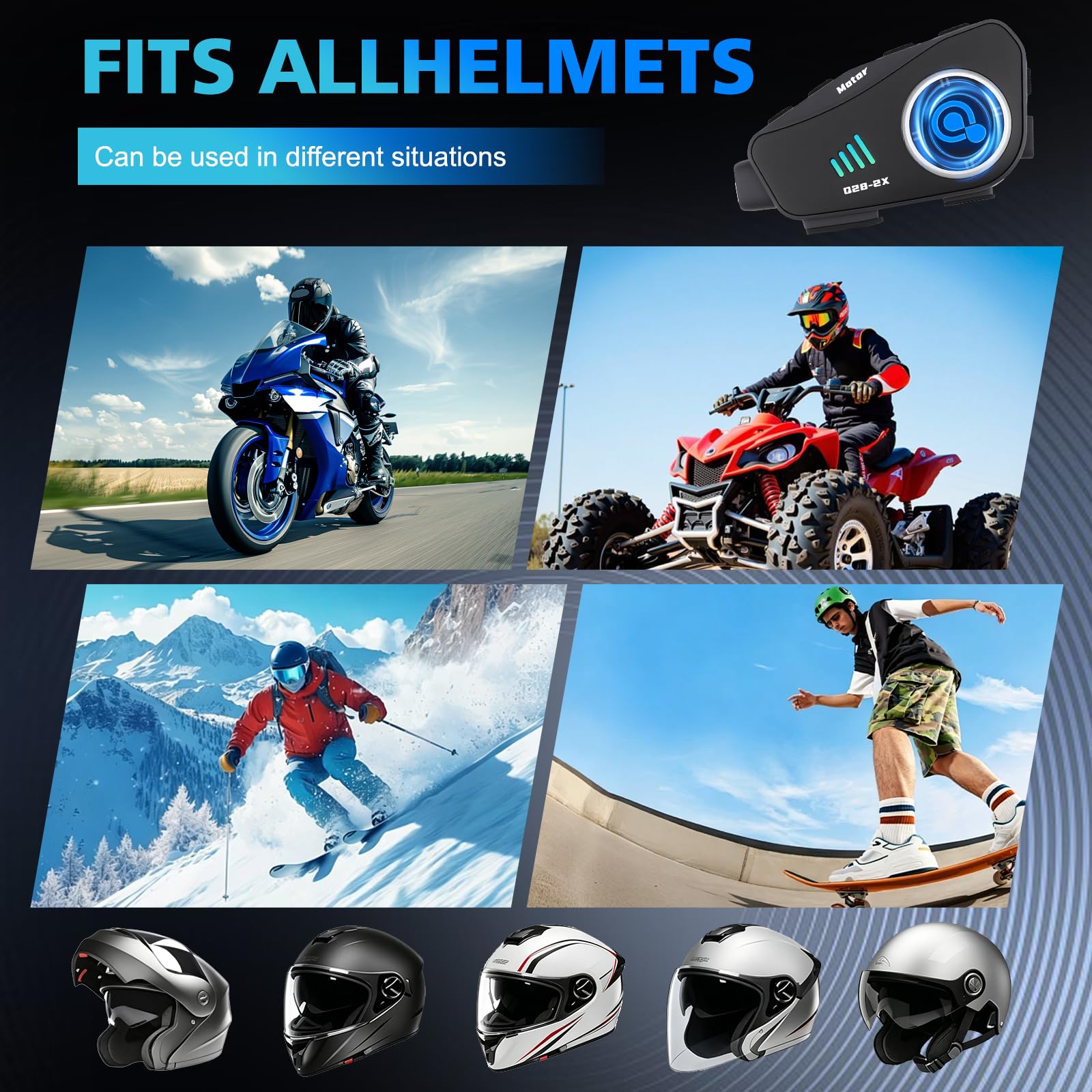 Écouteur Moto avec Dashcam BT5.0, Caméra 1080P 32Go WiFi, Intercom Duo 1000m, Batterie 1500mAh Longue autonomie, Réduction de Bruit CVC, IPX6 étanche et Commande vocale