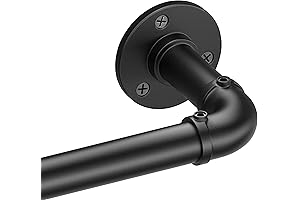 Black Industrial Curtain Rods for Windows 48 to 84 Inches, Outdoor Blackout...