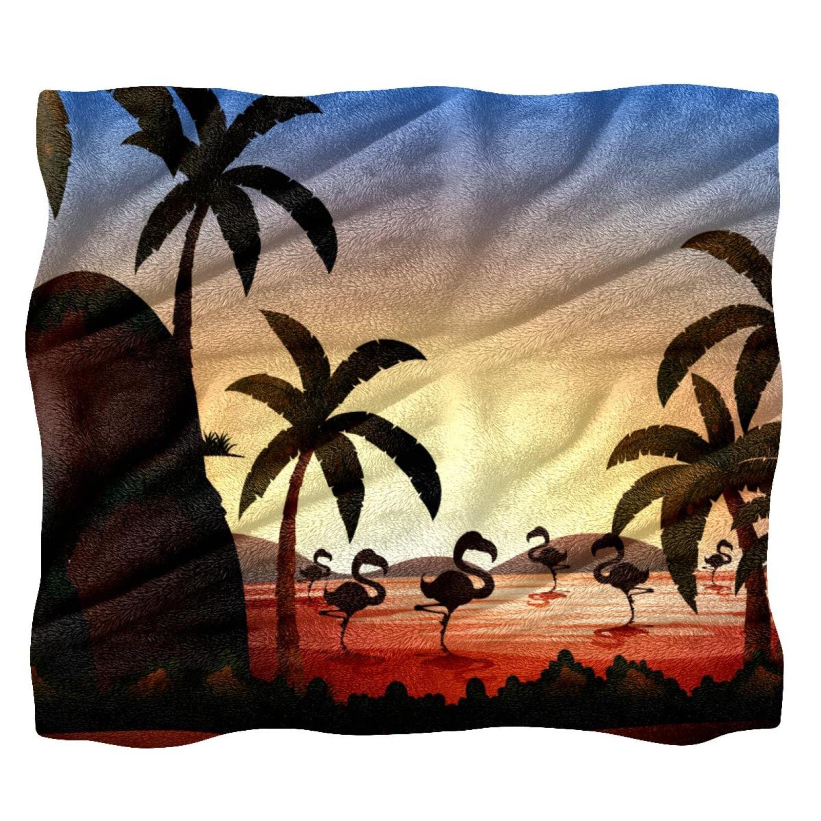 Couverture polaire haut de gamme motif flamant rose de lit