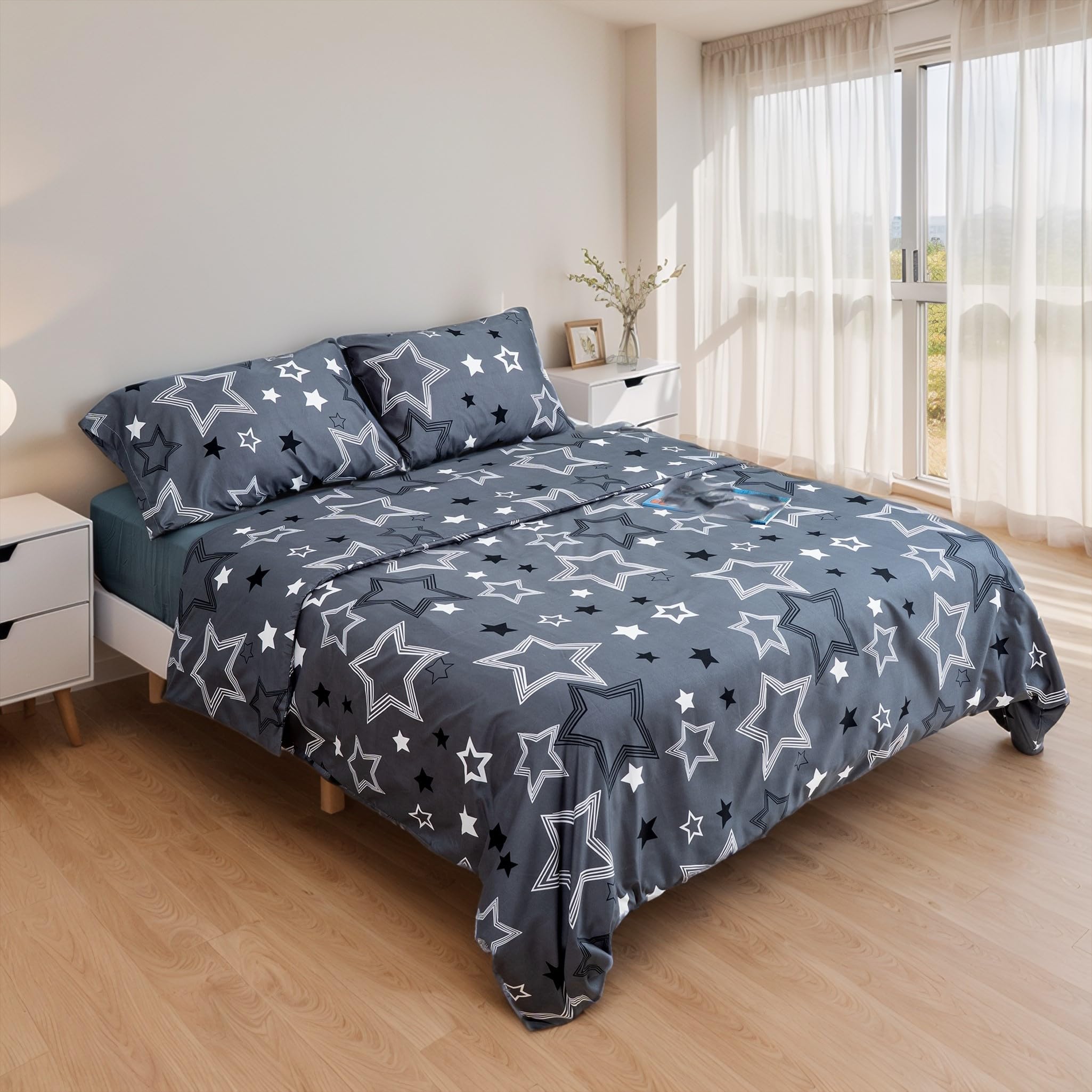 Etrexonline Juego de Funda Nórdica 3 Piezas Cama 135 Microfibra Extra Suave Transpirable - 1 Funda Edredón 220x220 cm y 2 Fundas de Almohada 50x70 cm (Eucalipto) — view 16