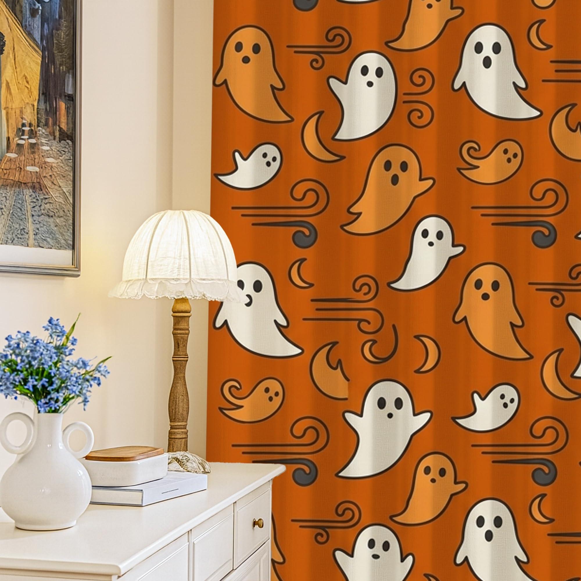 Rideaux occultants motif fantôme Halloween pour bloquer la lumière du jour