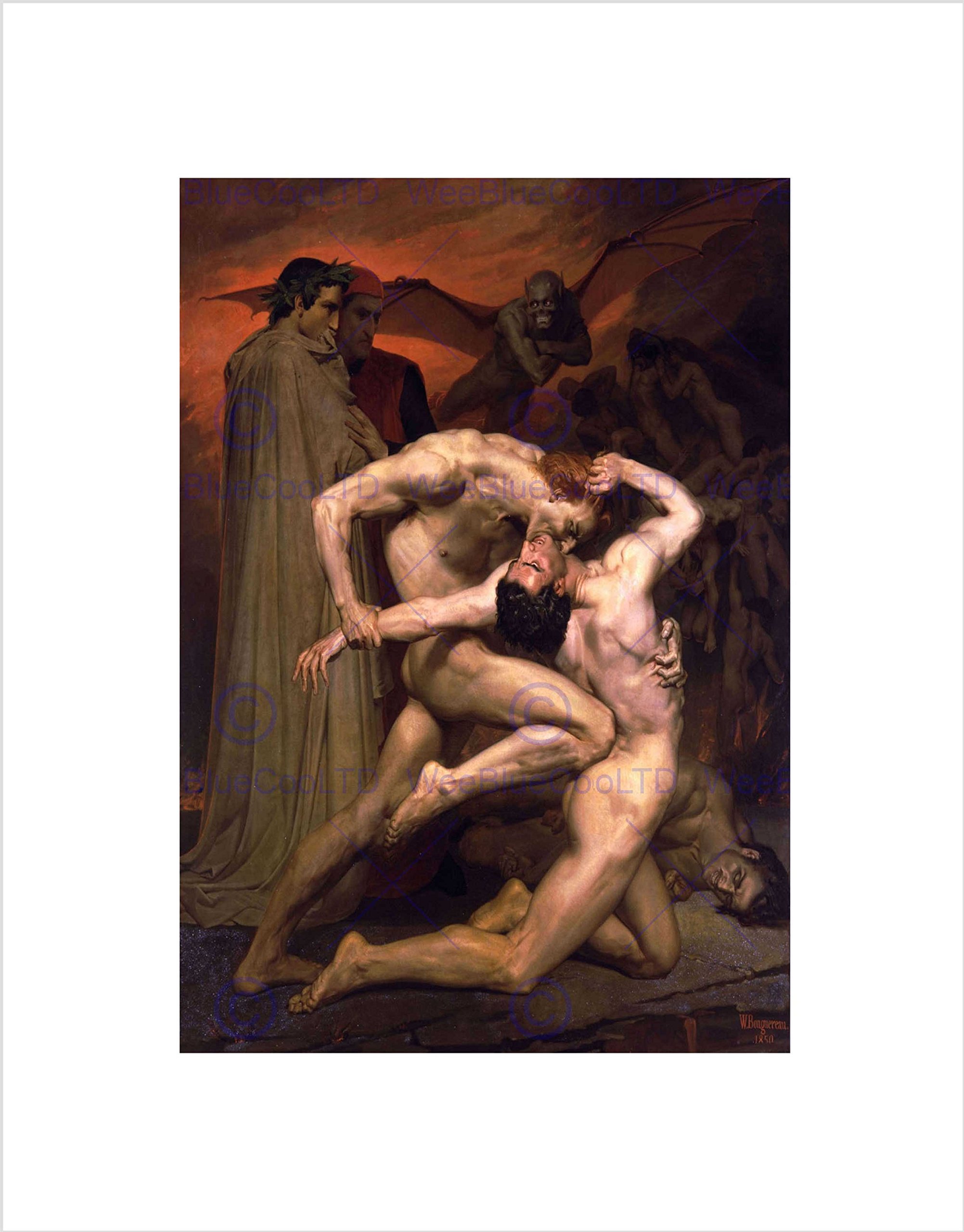 Wee Blue Coo WILLIAM ADOLPHE BOUGUEREAU DANTE VIRGIL IN HELL FRAMED ART PRINT MOUNT B12X2292