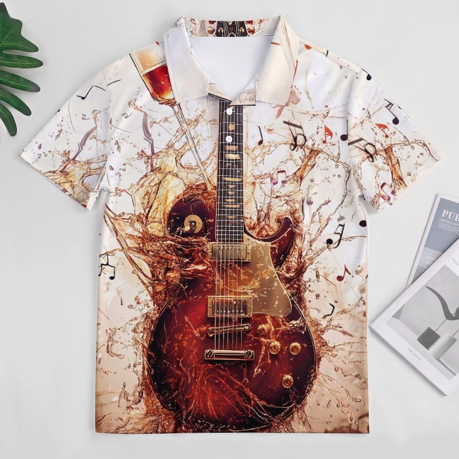 Guitar with Wine and Champa Women's Golf Polo Shirts Short Sleeve Quick Dry Tennis Tops Casual Work Blouses