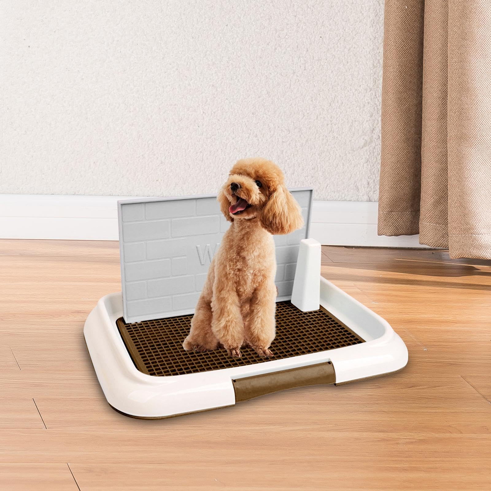 Tapis d'apprentissage de La Propreté pour Chiens, Tapis de Propreté pour Chien, Couvercle de Litière pour Chien, Grille en Filet Réutilisable, Café