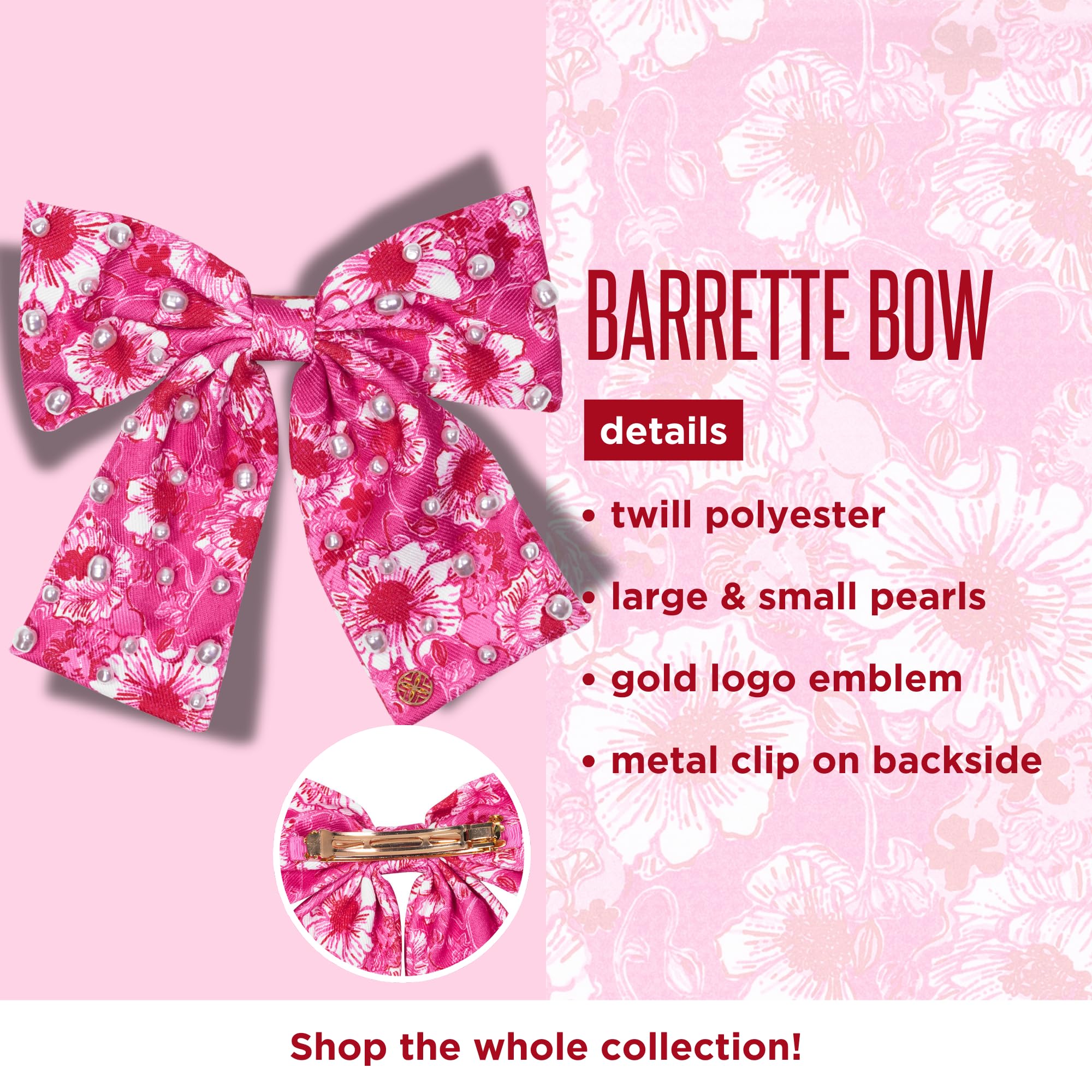 Embellished Hair Bow Barrette with Pearls, Women\'s Hair Accessory Embellished Pearl Bow Hair Clip | ACCESSORIZE | M&S main image 2