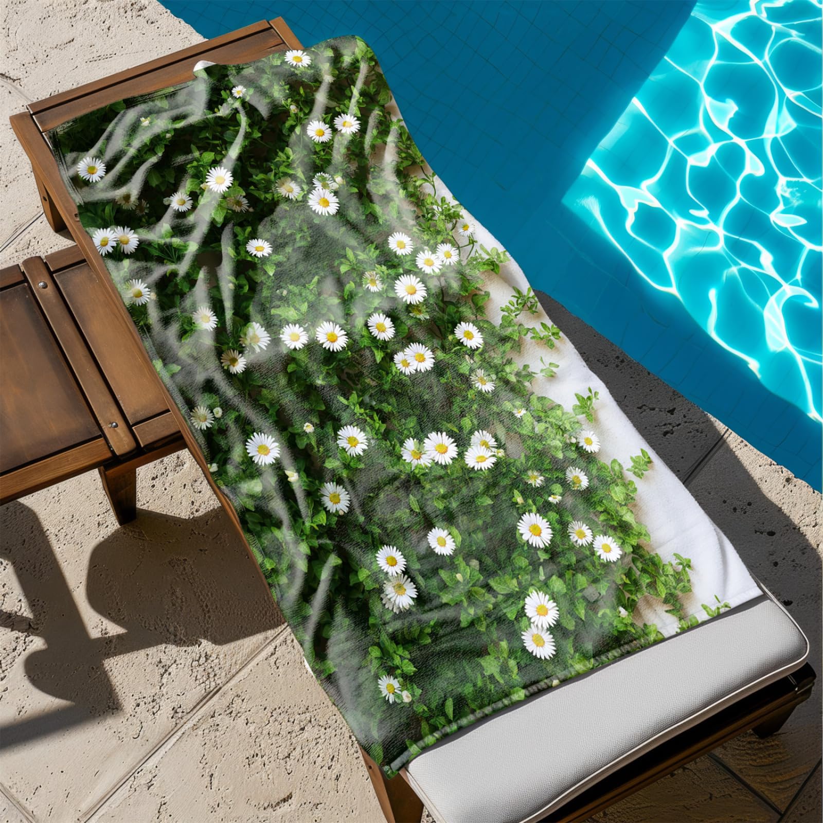 Générique Serviette Microfibre Plage Modèle Vert Blanc
