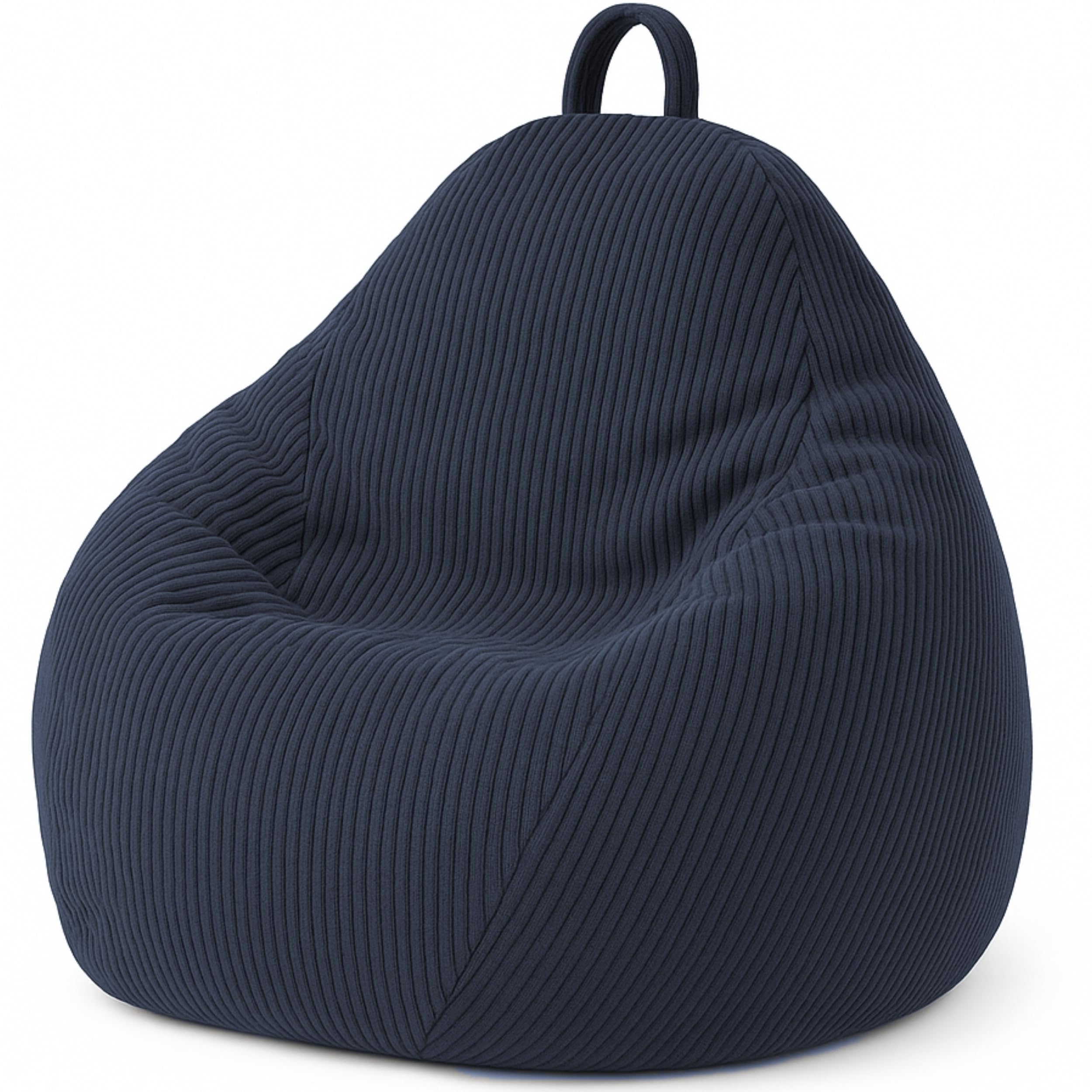Bananair Pouf Poire en Velours Côtelé - Fabriqué en France - Doux, Confortable, Facilement Transportable & Housse Lavable – Gros Pouf Salon/​Chambre pour Enfant (80 x 70 cm, Bleu Foncé)