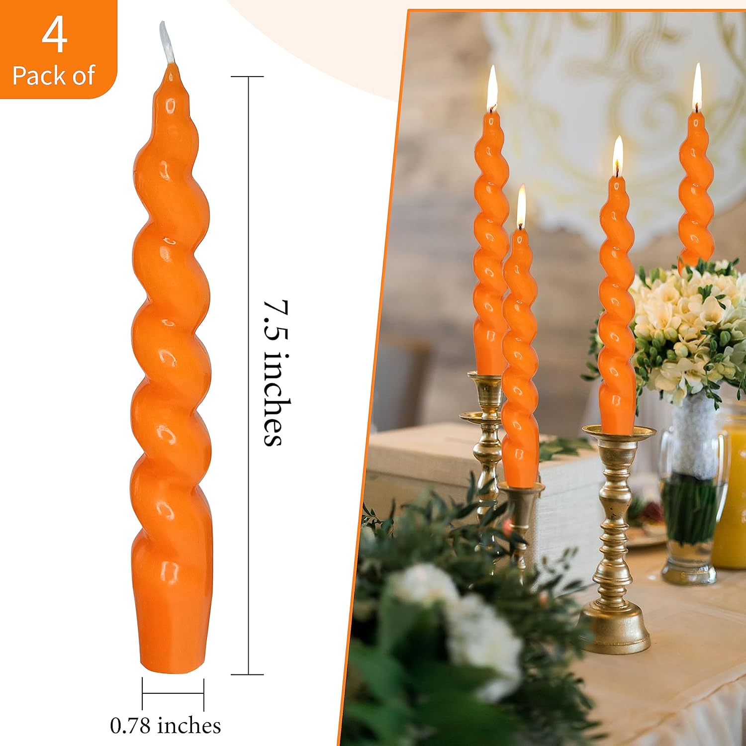Christmas Taper Candles 8 PCS Spiral Candlesticks Twisted Candle Unscented for Halloween Wedding Home Decor, Relaxation & All Occasions