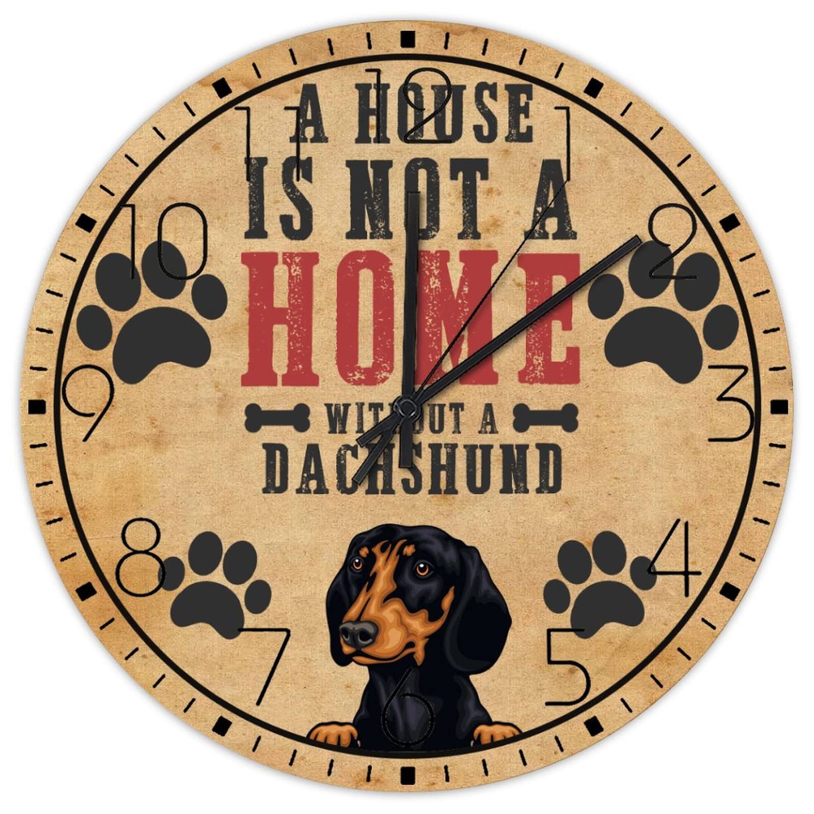 Horloge murale en bois silencieuse pour dormir sans bruit avec motif chien mignon