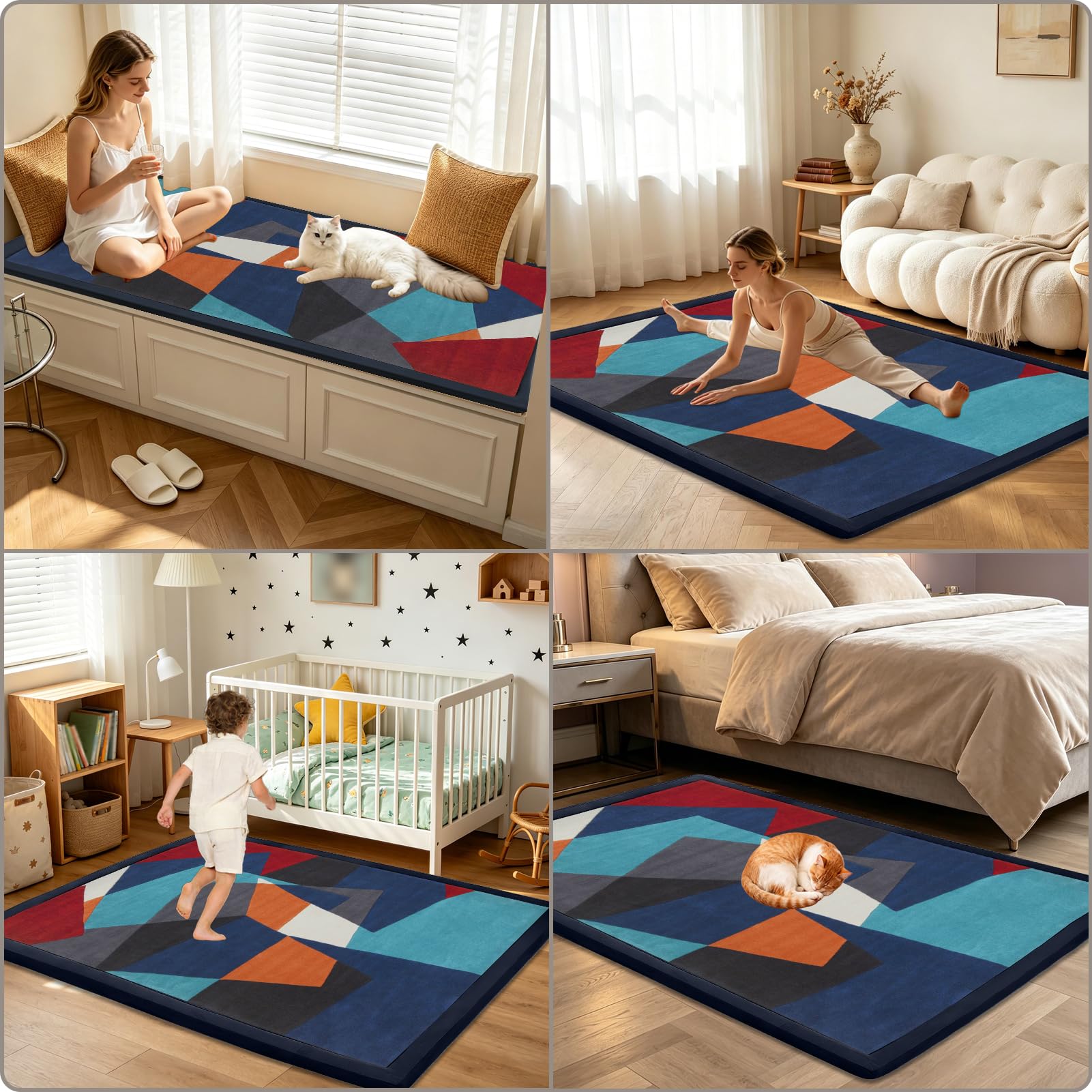 Baby Krabbelmatte 2cm Dicke Schaumstoff Spielmatte Rutschfester Teppich Kinderzimmer Tatami Matte für Wohn und Kinderzimmer 60 x 200 cm