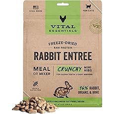 Vital Essentials Freeze Dried Raw Cat Food, Rabbit Mini Patties Entree, 3.75 oz