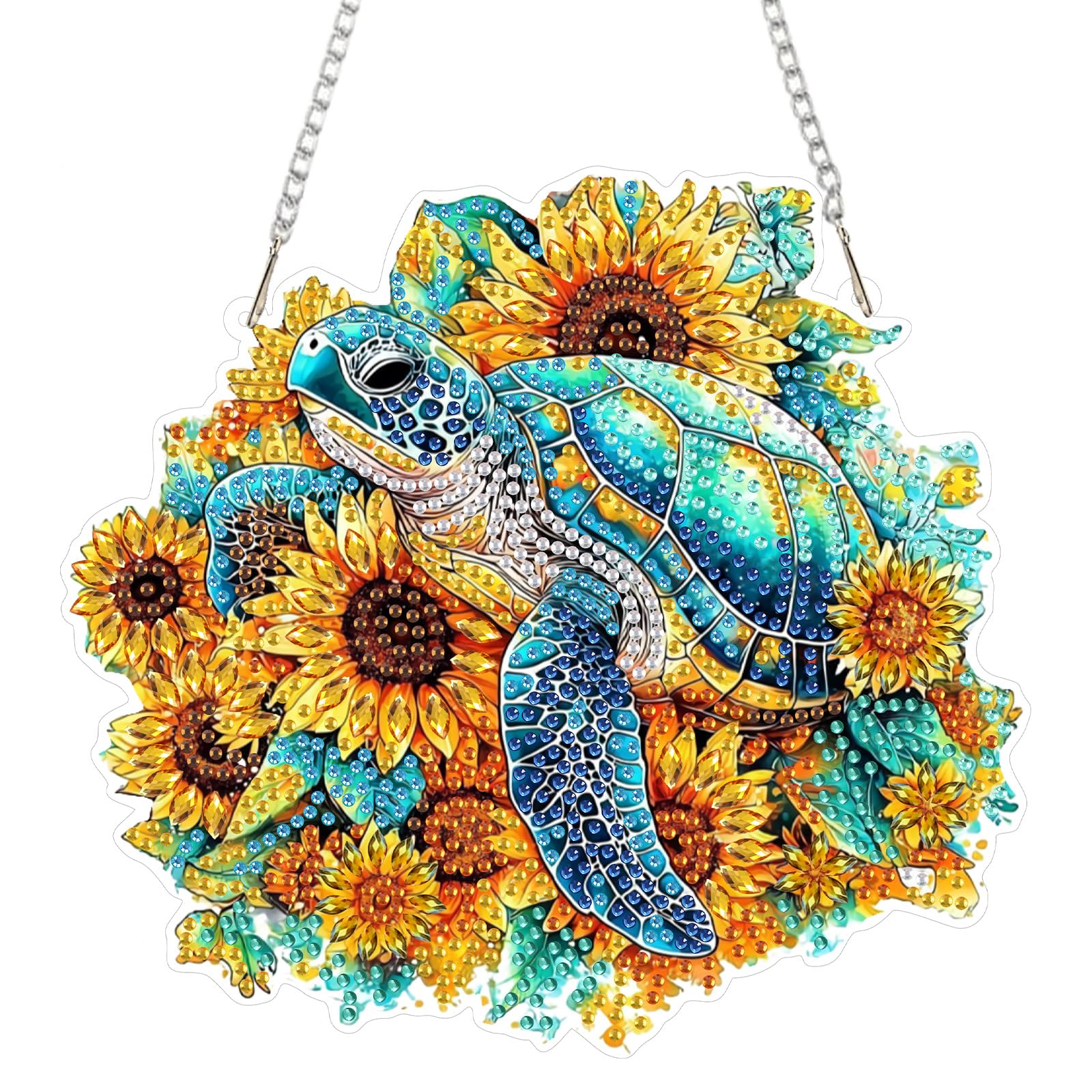 SENQAO Turtle Diamond Art Hanging Kit for Adult, Special Shaped Rhinestone, Double Sided DIY Acrylic Diamond Art Painting Window Pendants Home Garden