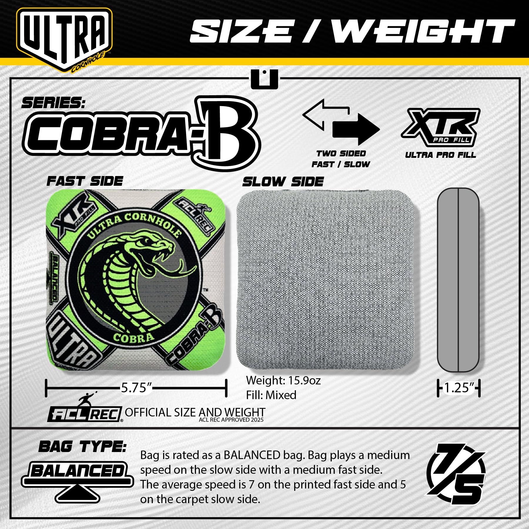 Ultra Cornhole Bags Cobra-B Cornhole Bag Set - ACL Approved