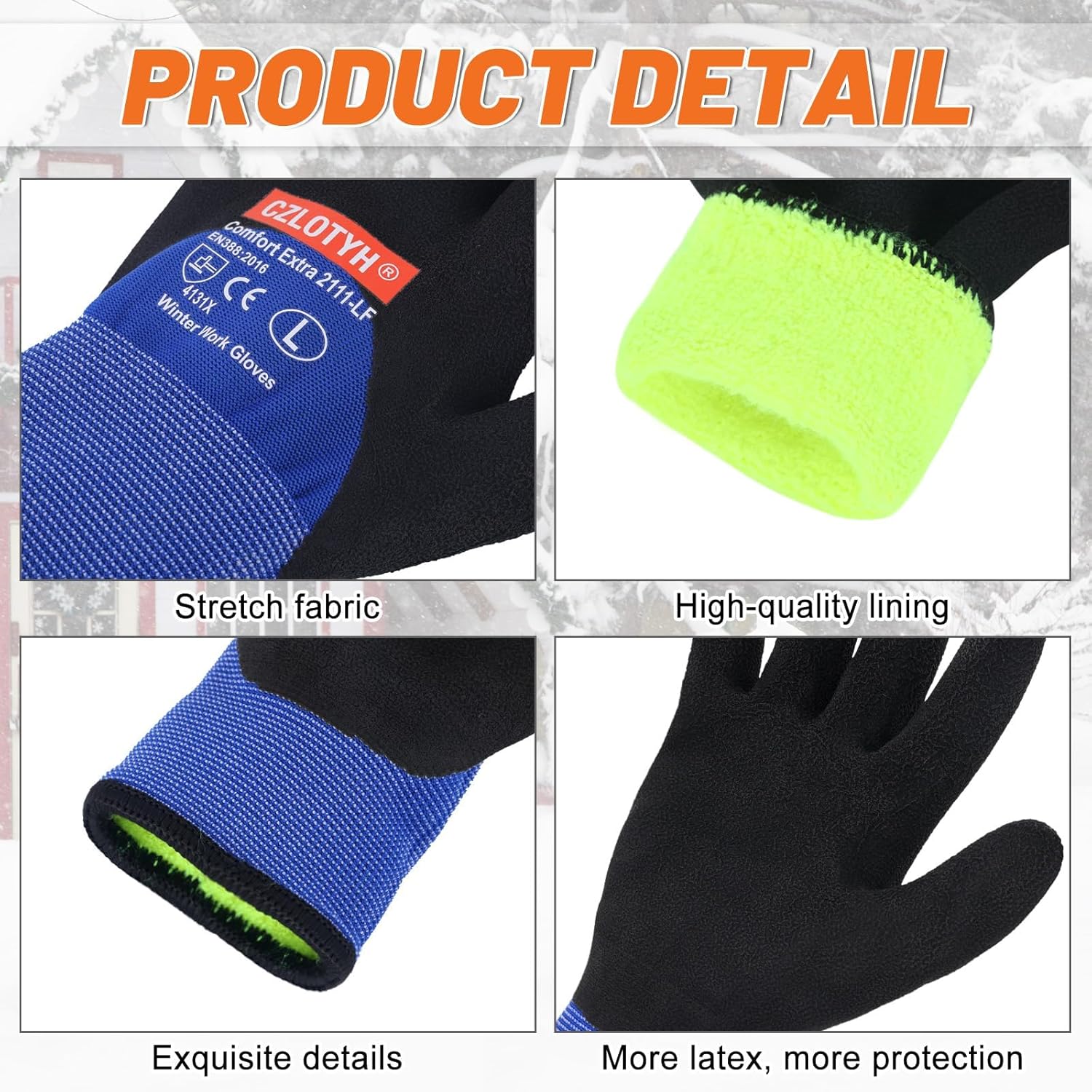 6 Pairs Winter Work Gloves for Men Women Waterproof Insulated Gloves Freezer Glove Thermal Winter Gloves