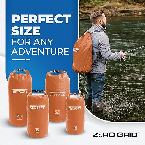 Miniatura 6 de Zero Grid Bolsa seca impermeable  La bolsa de secado flotante se mantiene seca tamaños de 10L20L30L40L para mochileros, kayak, canotaje, campamento,