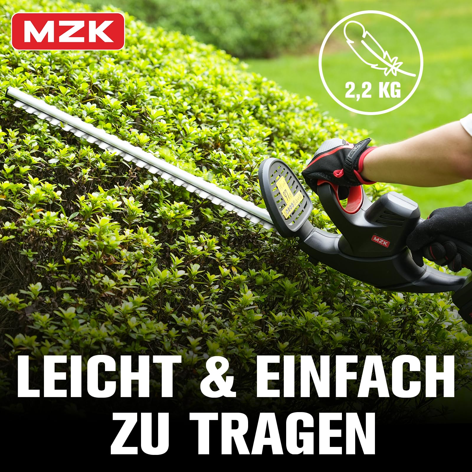 MZK 20V Akku-Heckenschere, 56 cm Schnittlänge, Heckenschneider und Strauchschere, Leicht & Kompakt (inkl. Akku und Ladegerät)