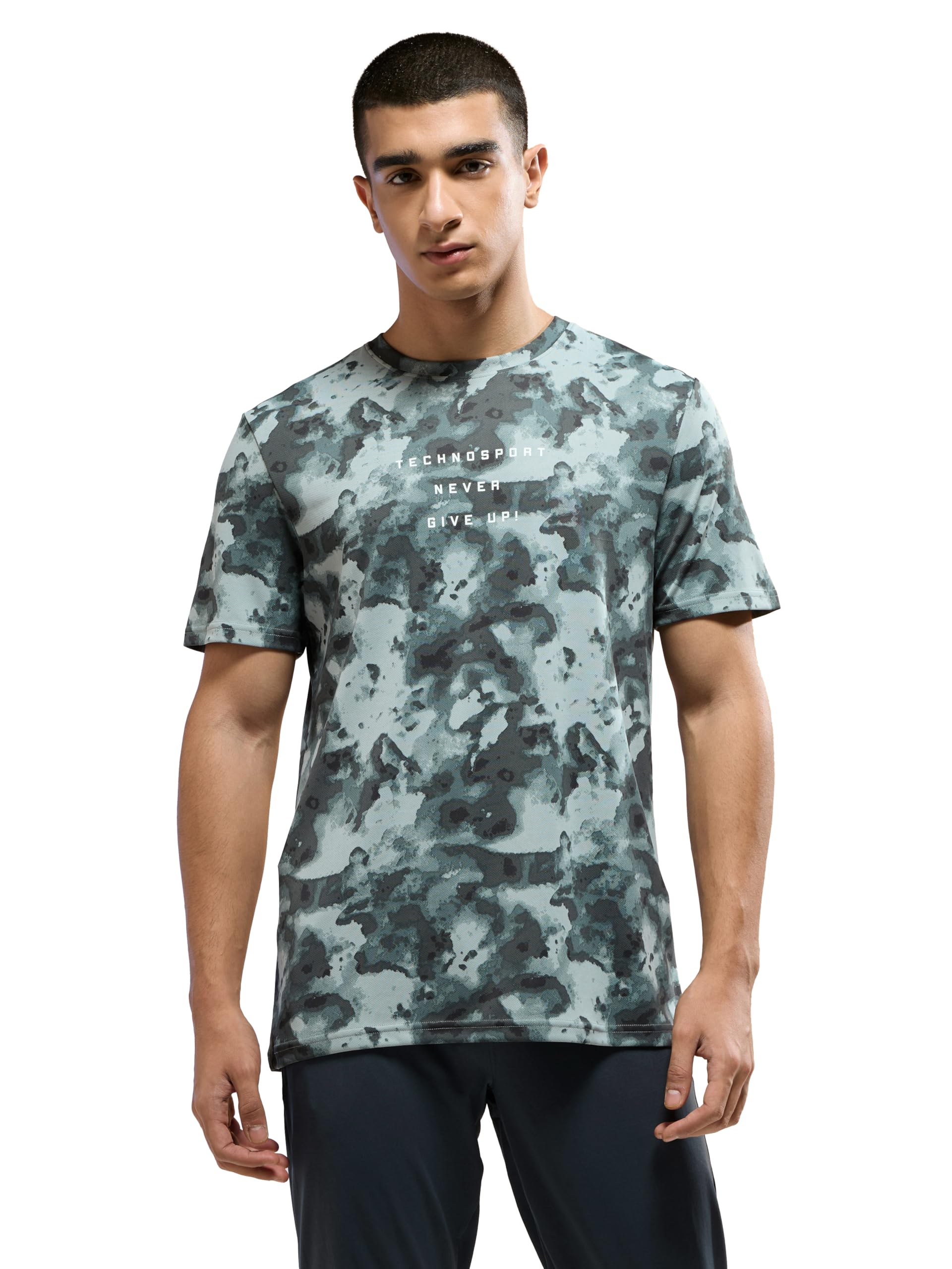 TECHNOSPORT Men's Slim Fit Crew Neck All Over Print T-Shirt with Technocool+, UPF50+ for Gym, Sports & Regular Use-image-20