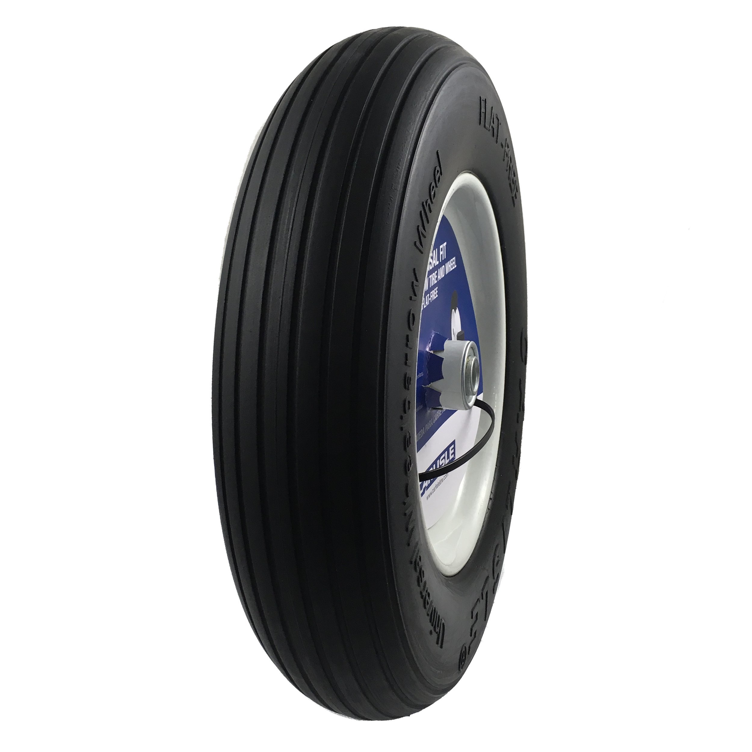 Universal Fit Wheelbarrow Tire and Wheel Flat Free - Includes Adapter Kit